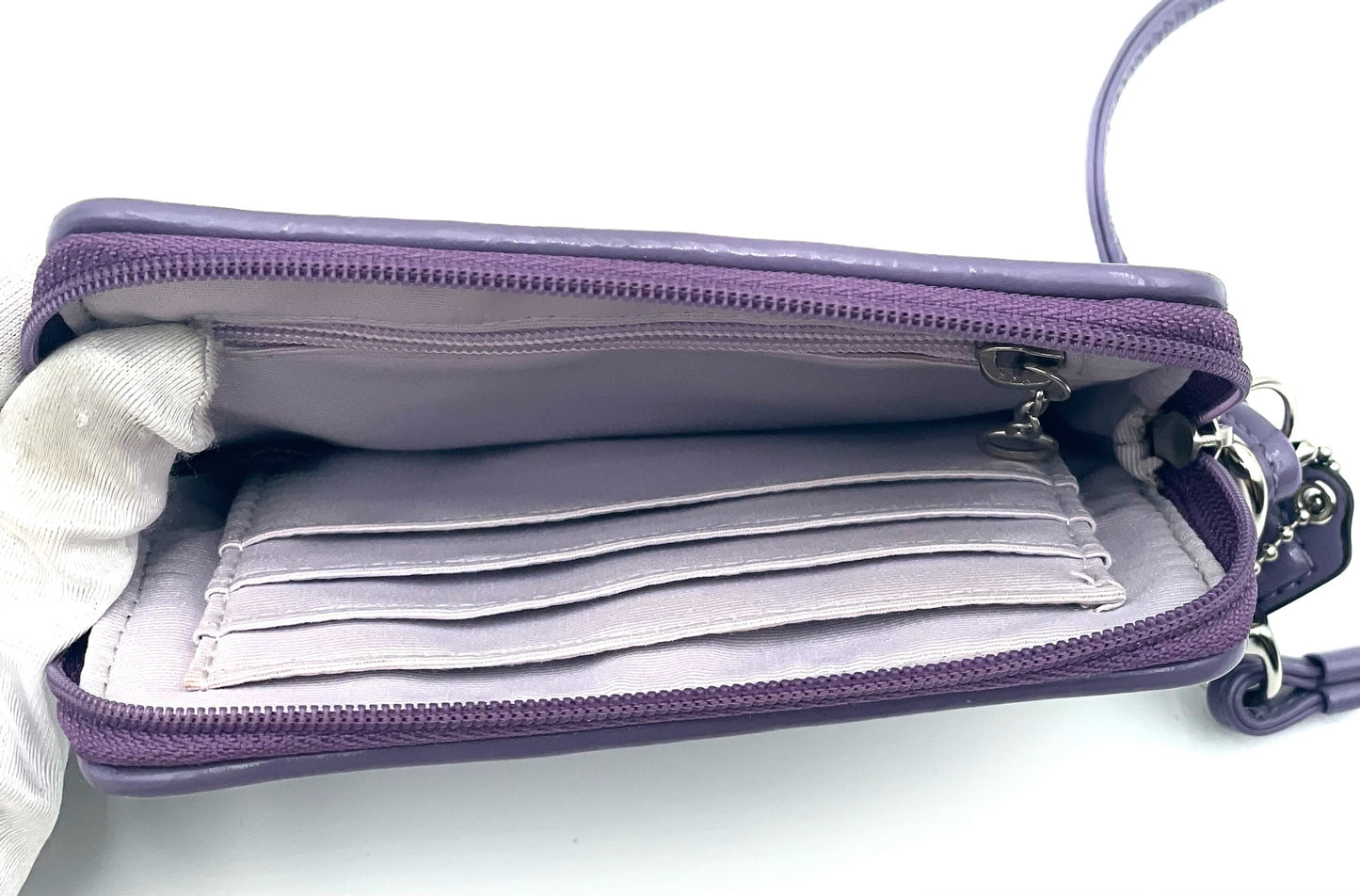 Coach Lavender Monogram Canvas Wristlet