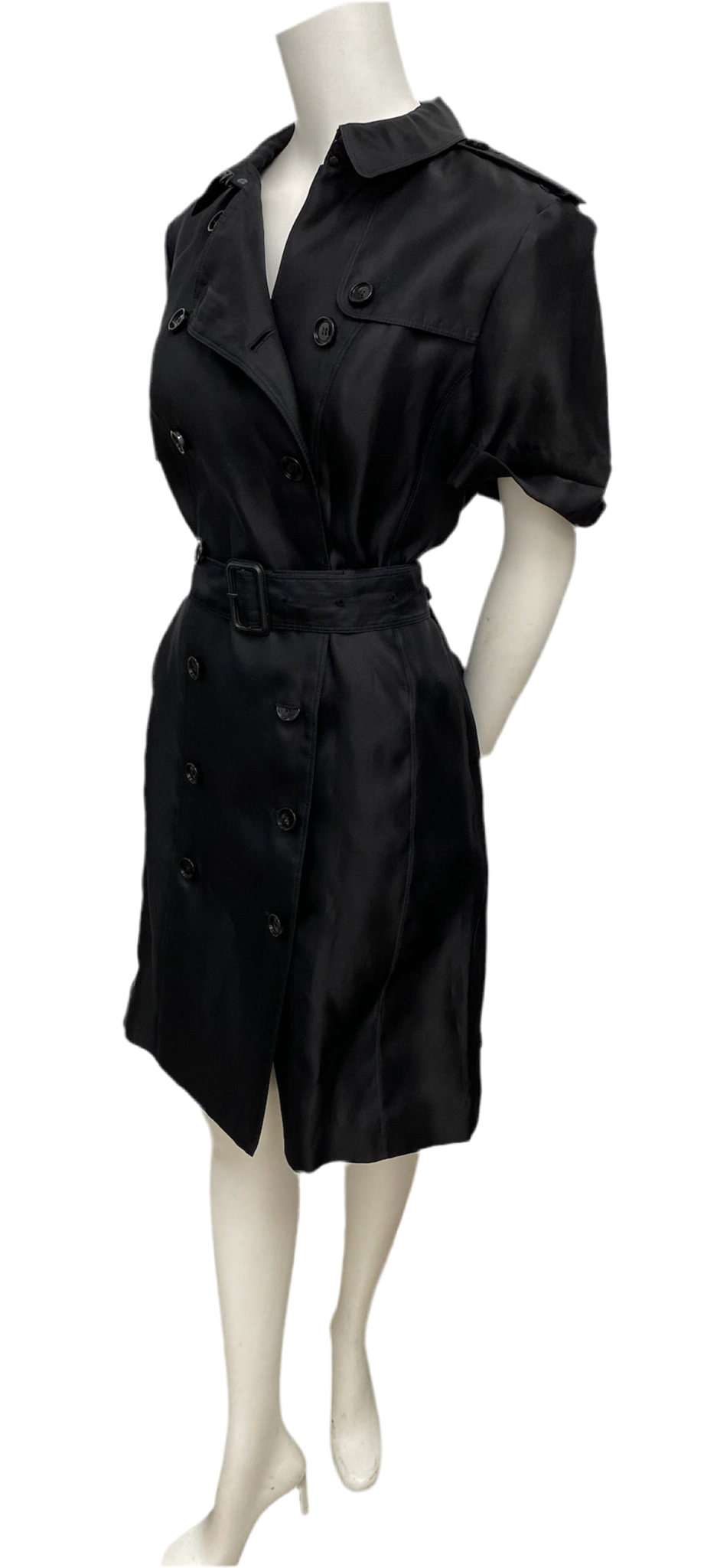 Burberry Black Belted Trench Dress Size 14