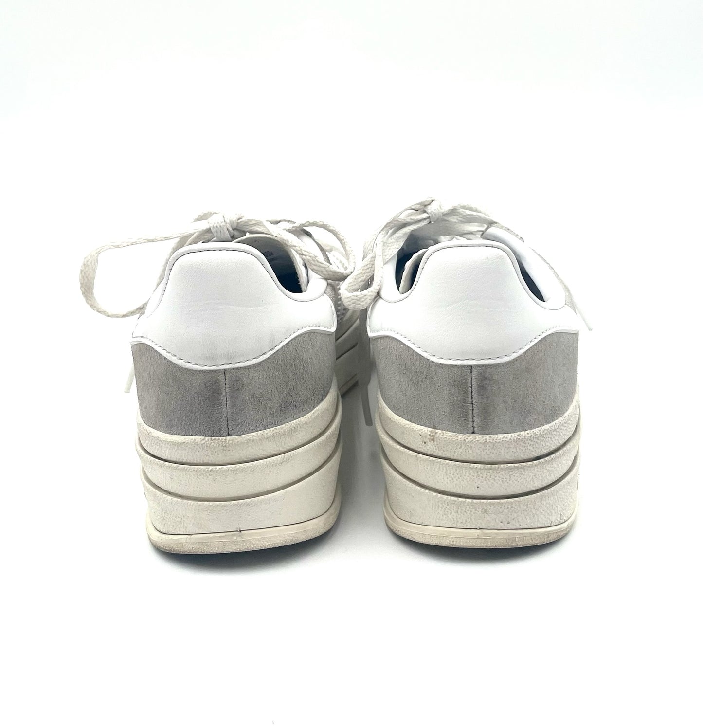 Adidas Bold Grey & White Stripe Sneakers Size 7.5