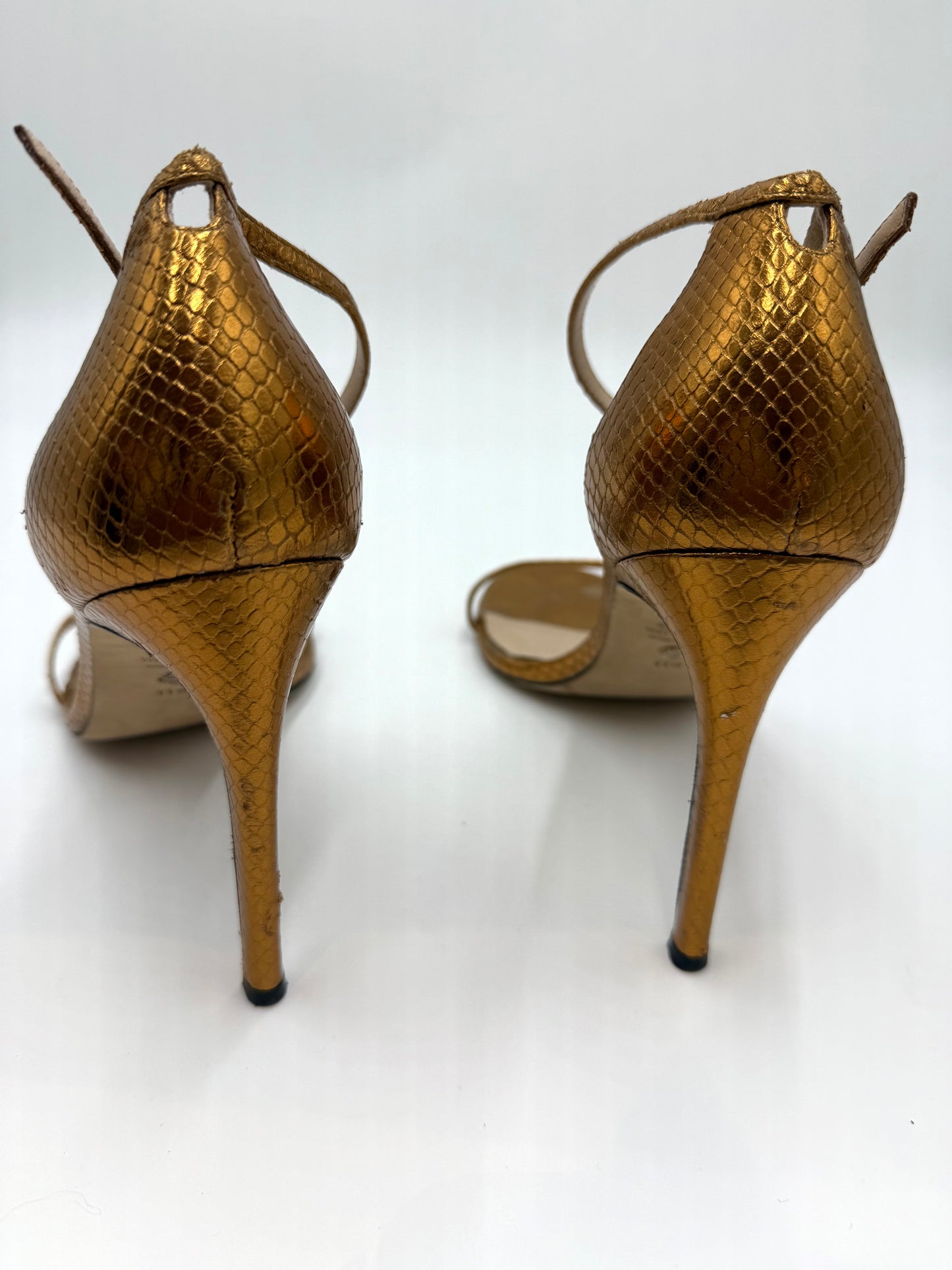 Stuart Weitzman Gold Strappy Heels Size 11.5