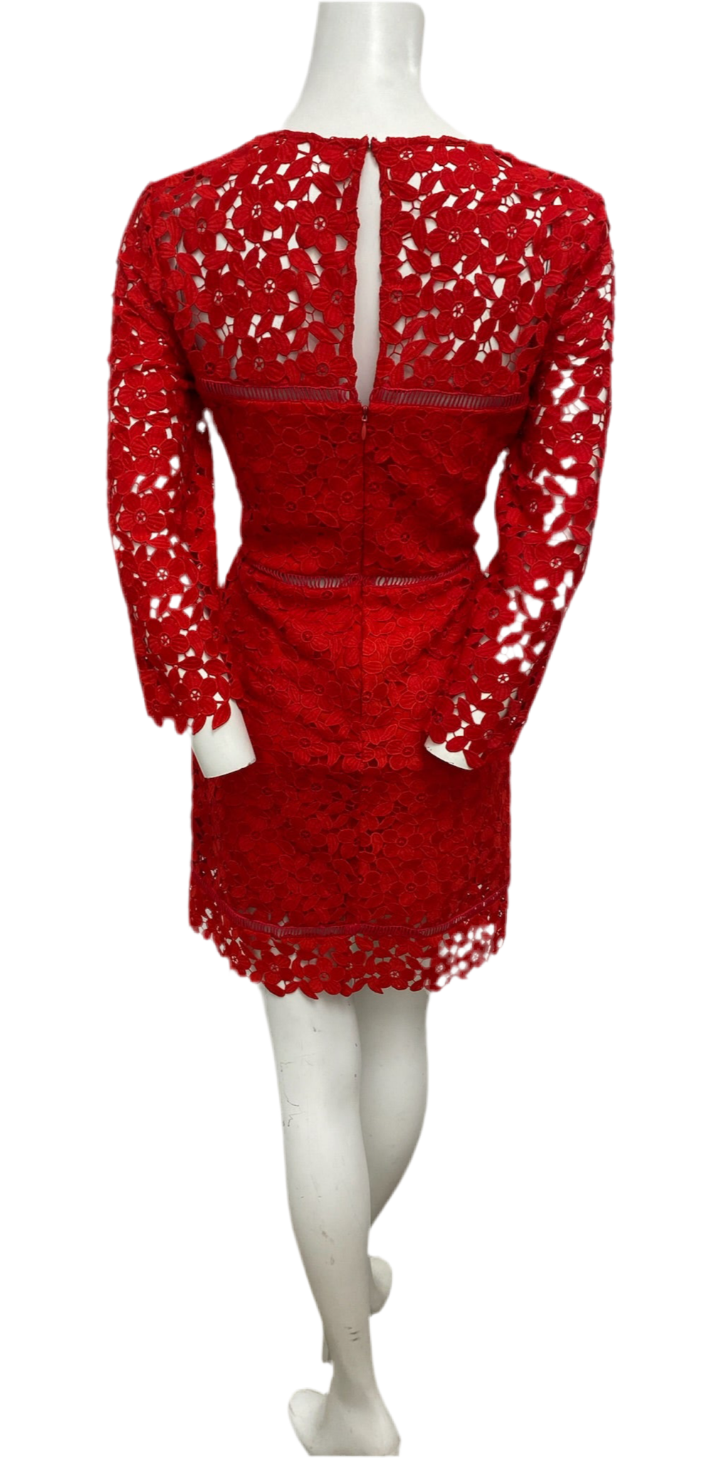 Cynthia Rowley Red Long Sleeve Lace Sheath Dress Size 6