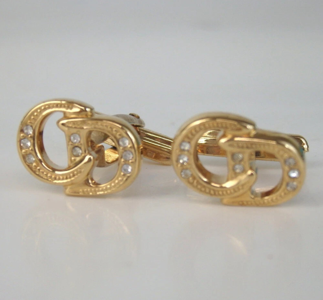 Christian Dior 14K Gold Rhinestone Cuff