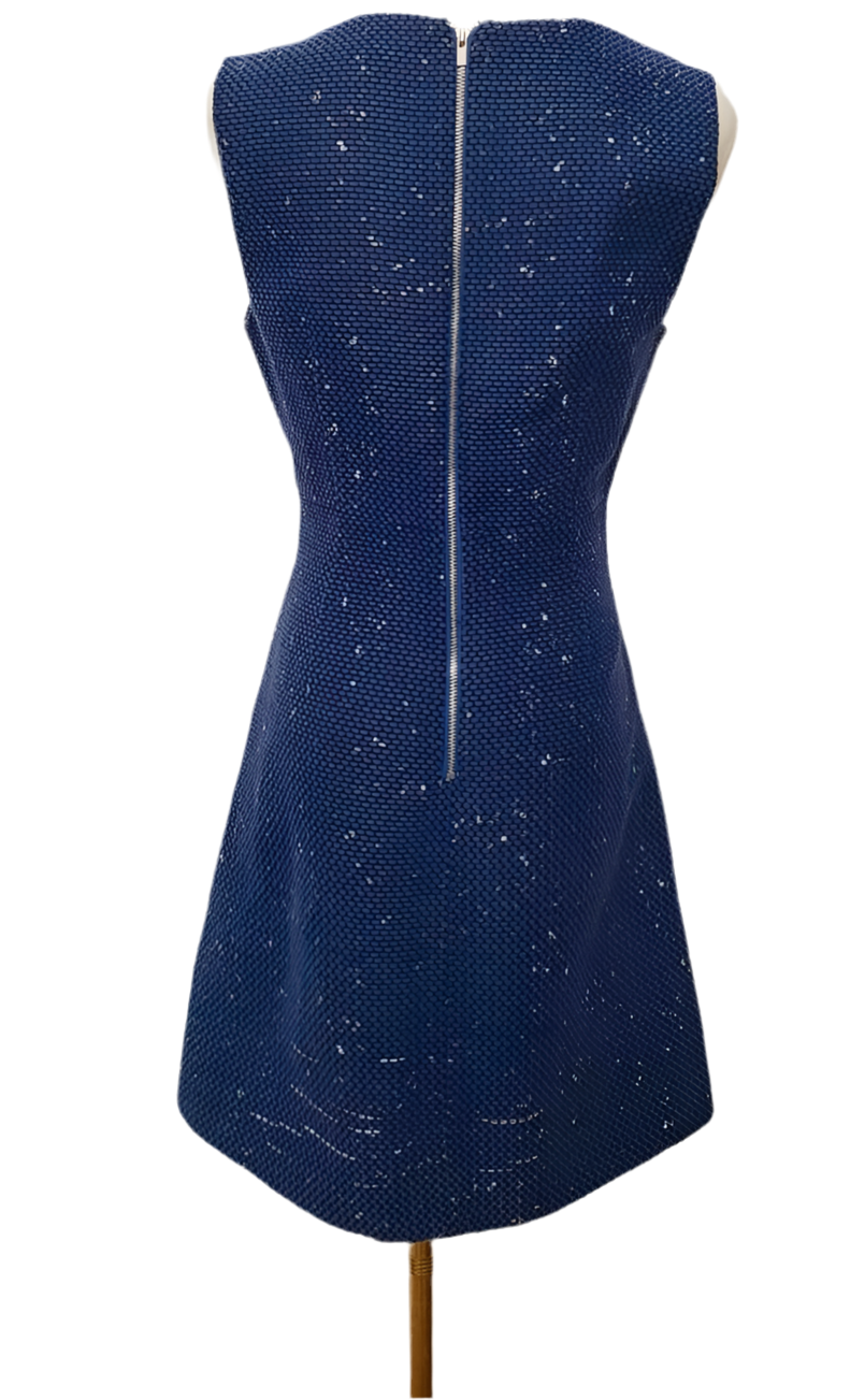 Diane Von Furstenberg Blue Tweed Sheath Dress Size 6