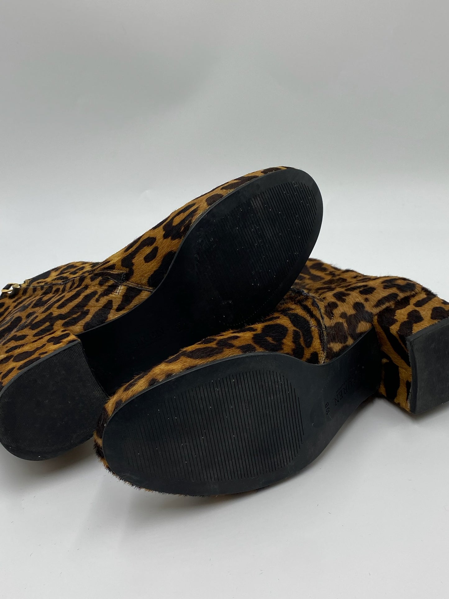Ralph Lauren Leopard Print Mohair Ankle Boots Size 10B