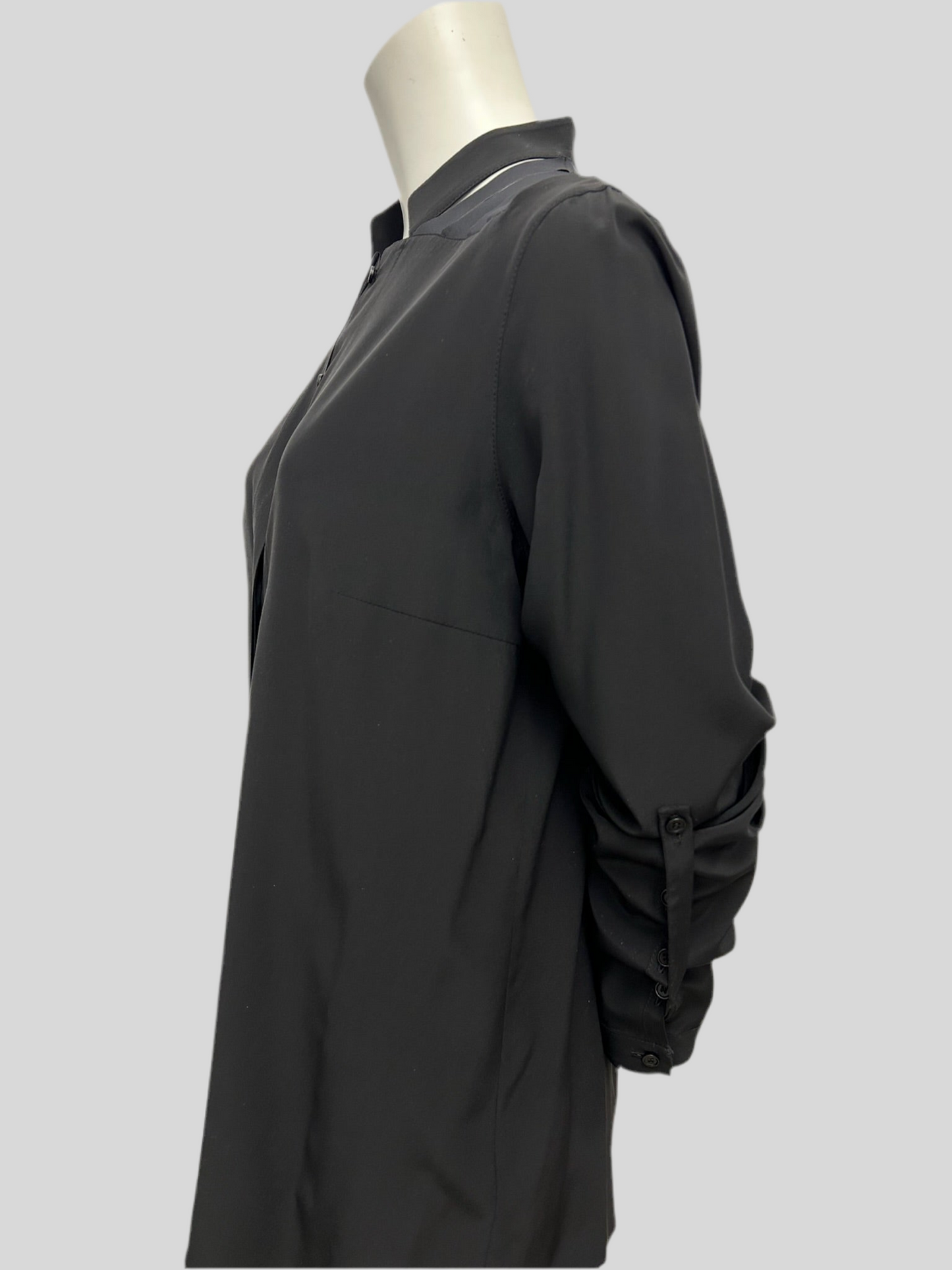 Akris Black Silk Cut-Out Button Up Blouse Size 10