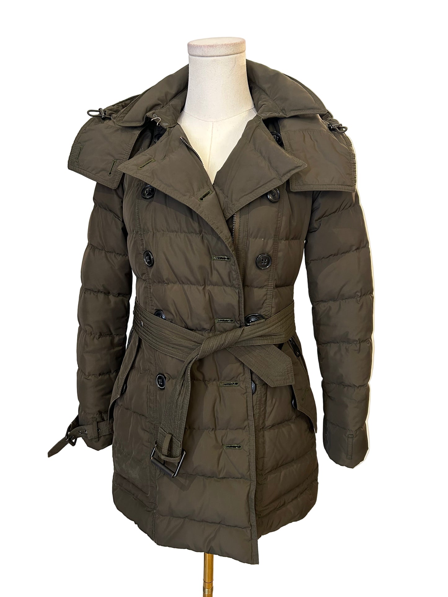 Burberry Olive Green Puffer Jacket Size XS