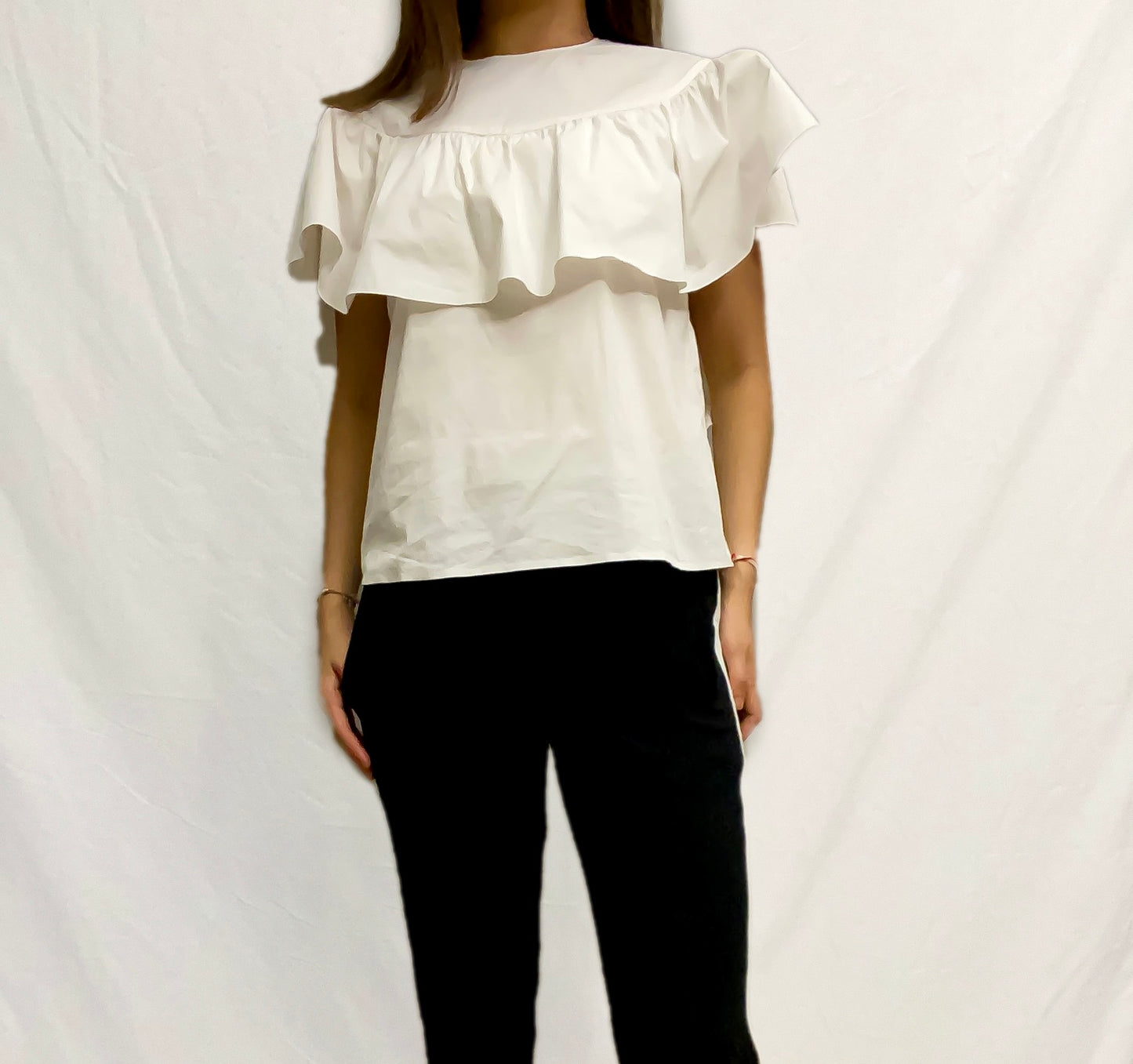 Red Valentino White Ruffle Blouse Size 40