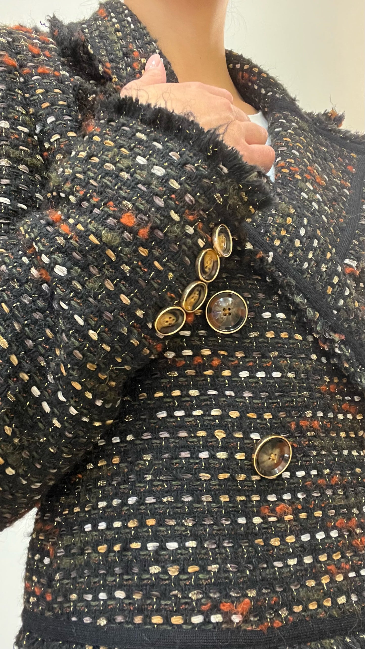 Veronica Beard Brown Multi-Color Tweed Crop Jacket Size 4