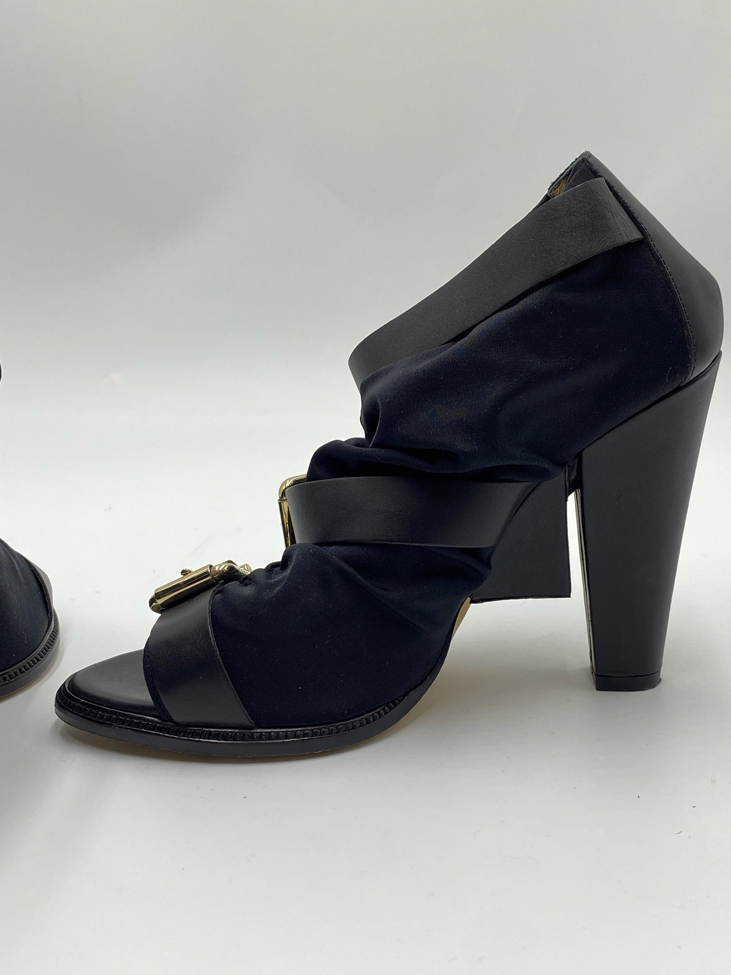 Fendi Black Satin Ankle Booties Size 38.5