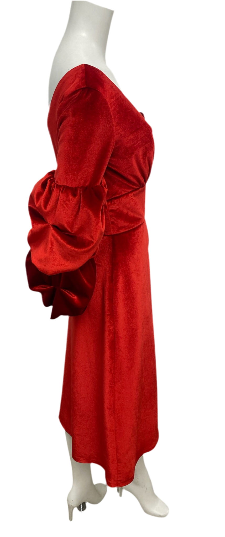 Skazi Red Velvet One Sleeve Dress Size S