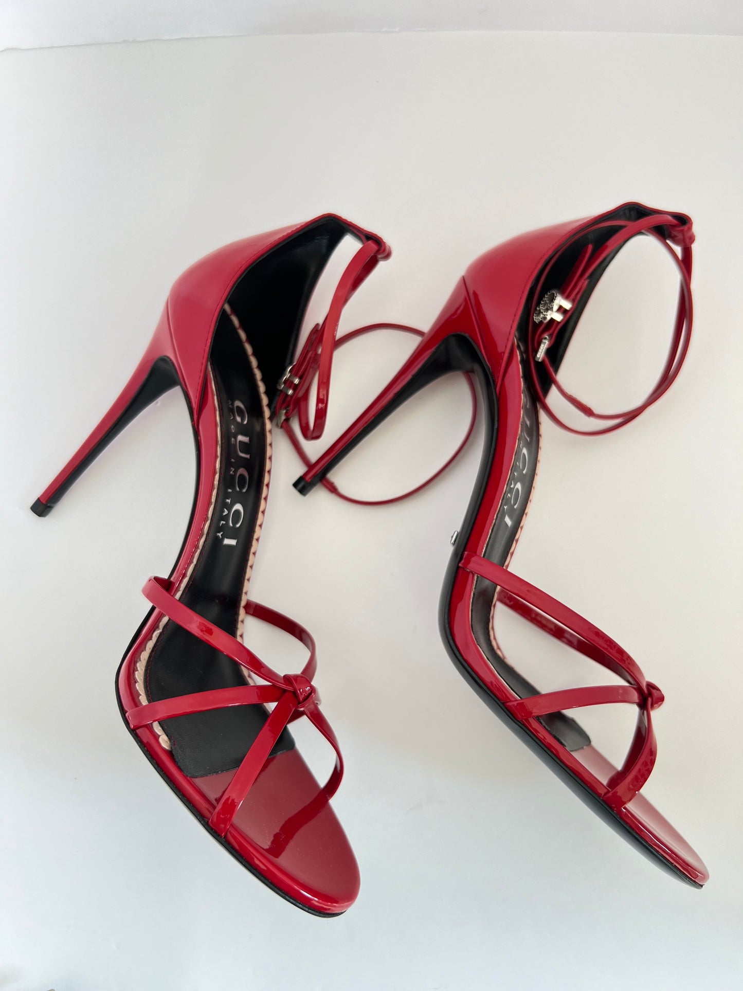Brand New Gucci Red Patent Strappy Heels Size 41