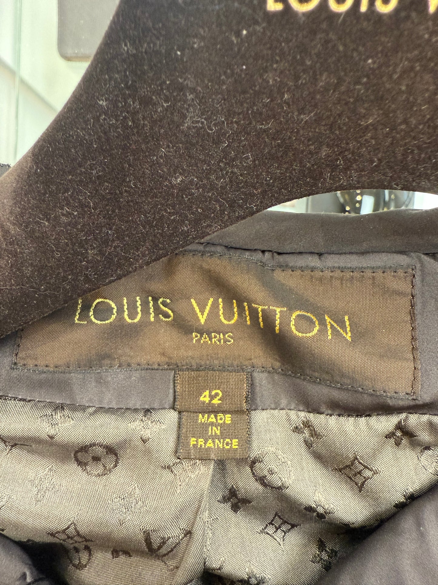 Louis Vuitton Olive Green Wool Coat Size 42