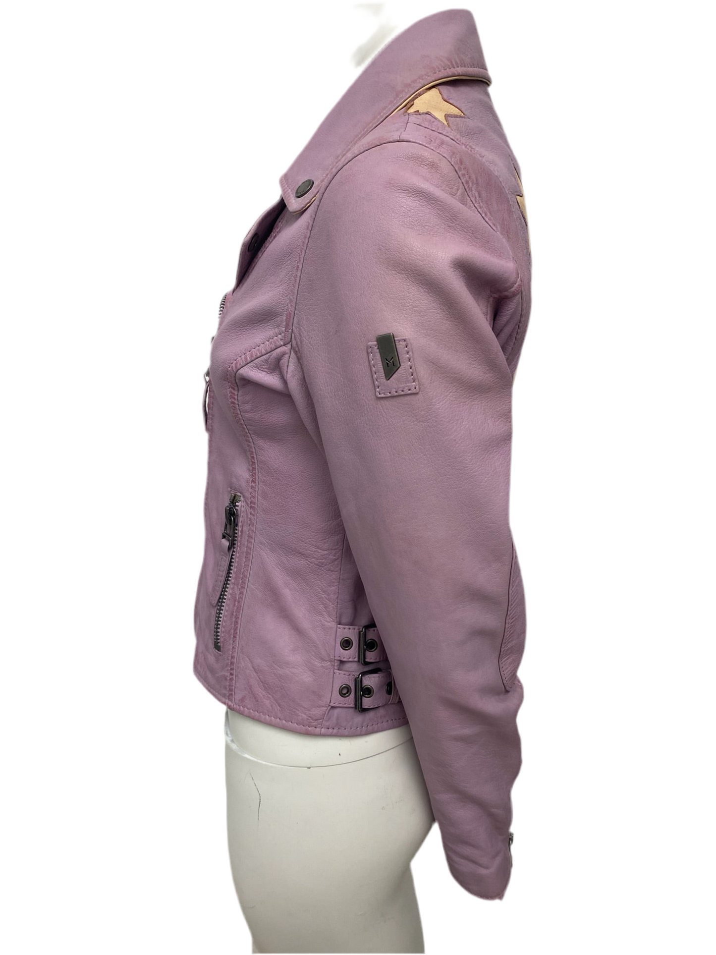 Mauritius Purple Star Leather Moto Jacket Size 4