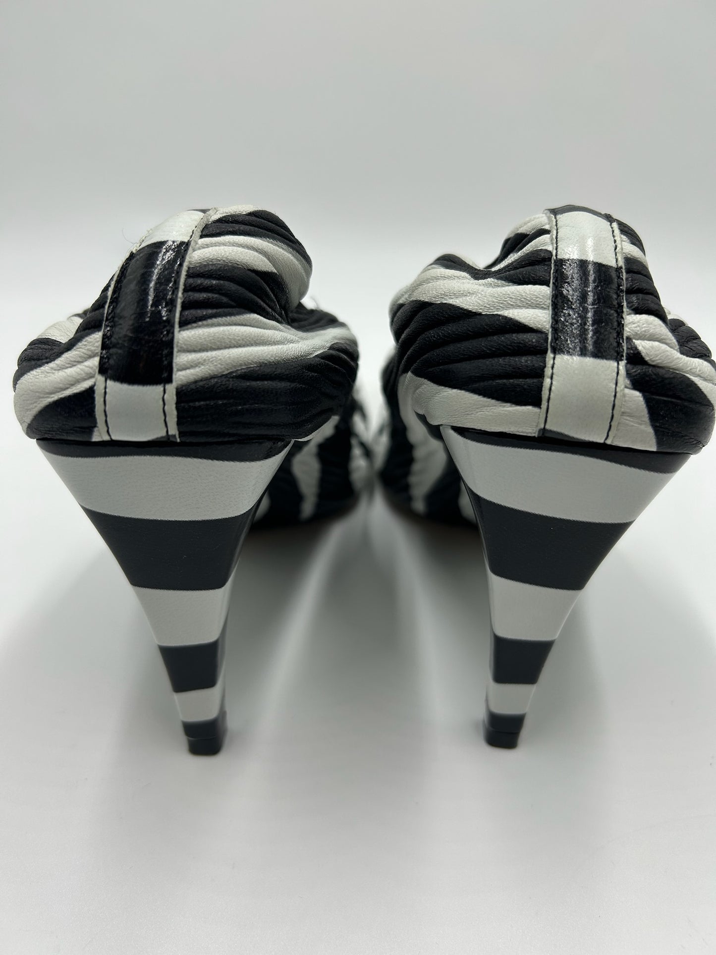 Bottega Veneta Zebra Stripe Square Toe Pump Size 37