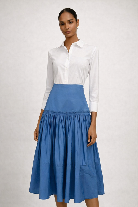 Ted Baker Blue Pleated A Line Skirt Size 3 US M