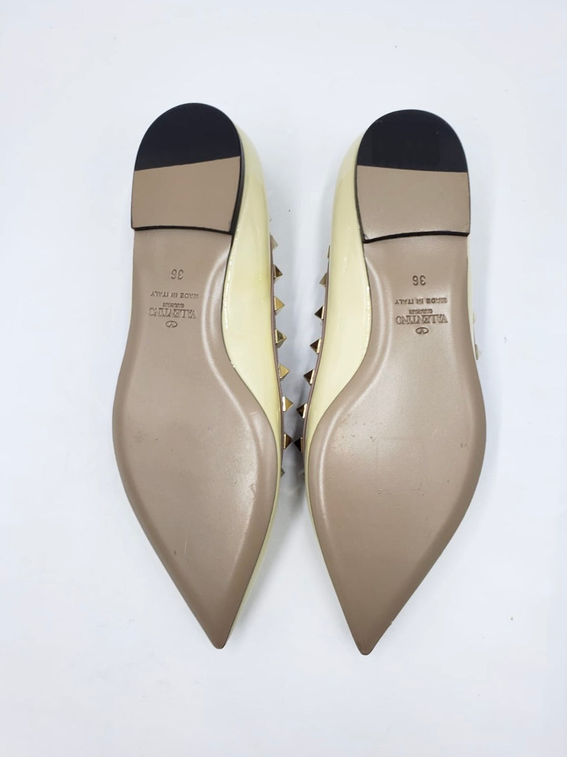 Brand New Valentino Yellow Rockstud Flats Size 36
