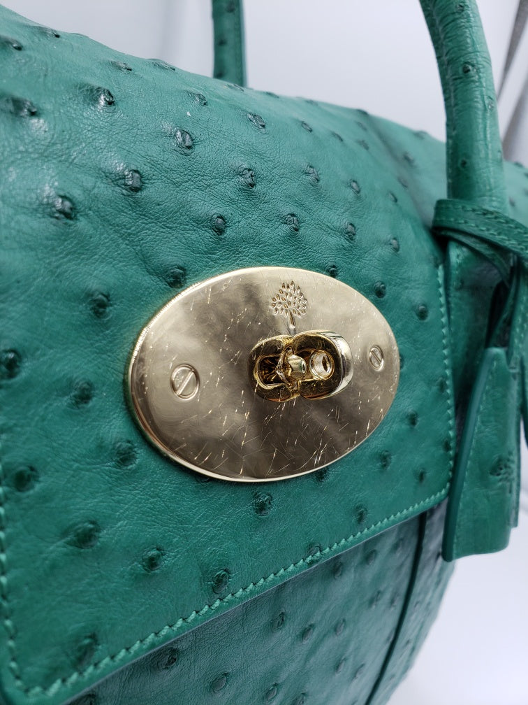 Mulberry Exotic Ostrich Emerald Green Bayswater Shoulder Bag