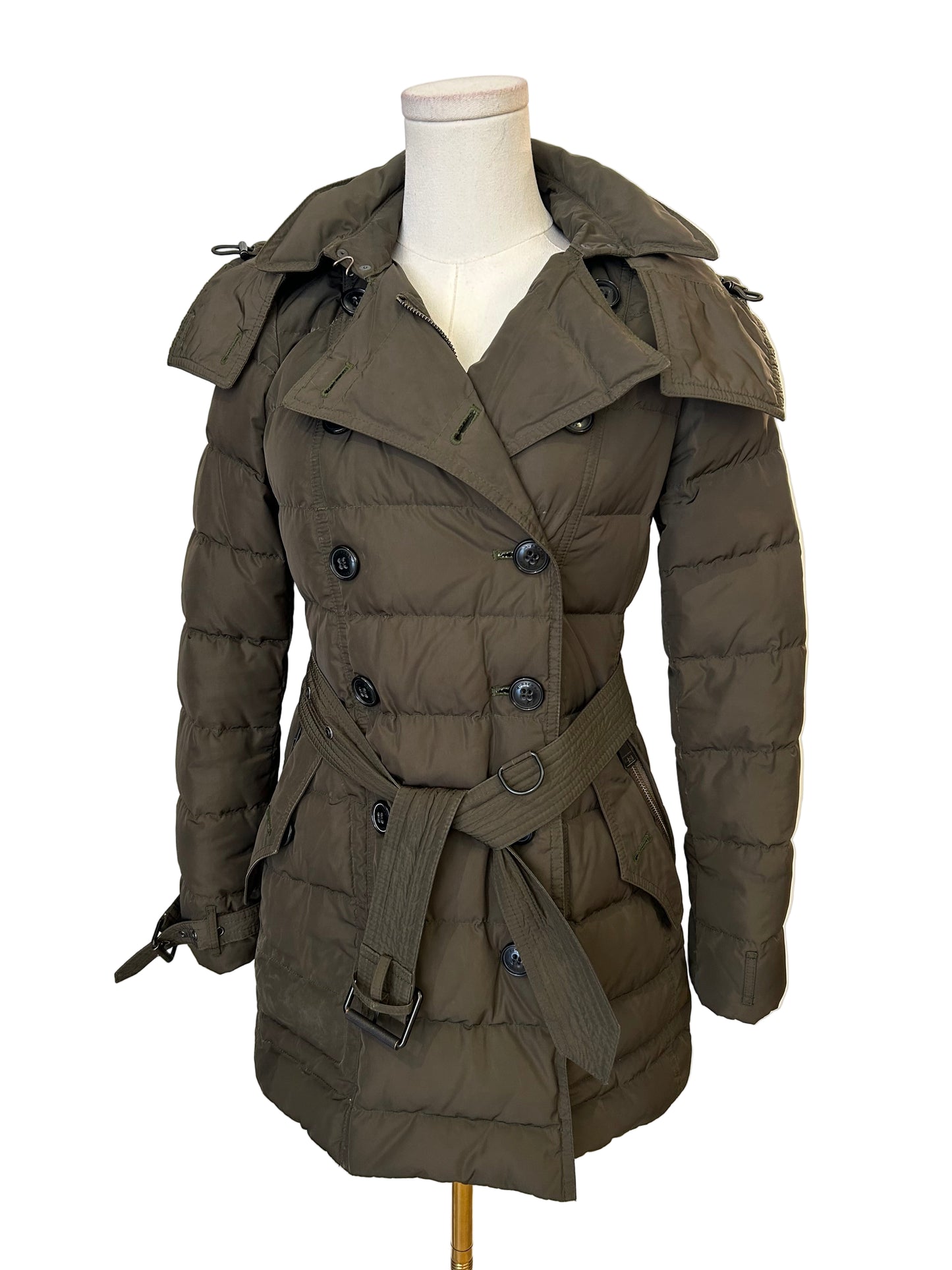 Burberry Olive Green Puffer Jacket Size XS