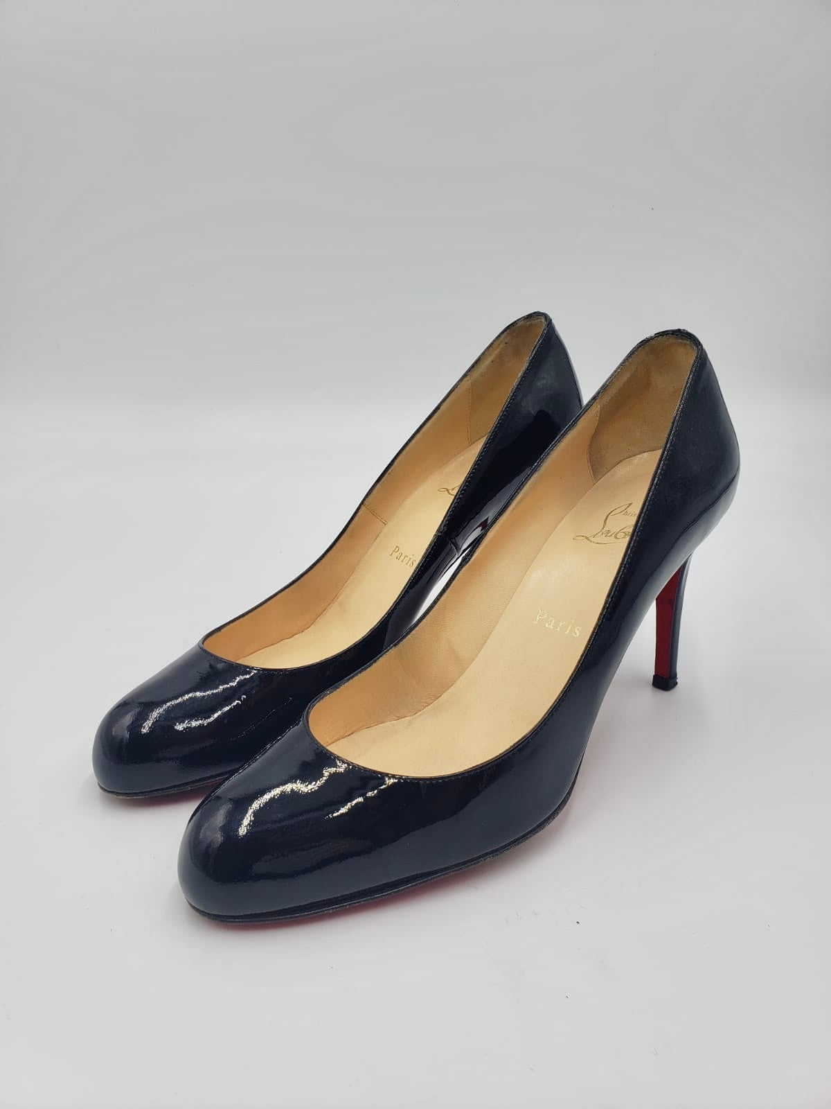 Christian Louboutin Black Patent Round Toe Pump Size 39