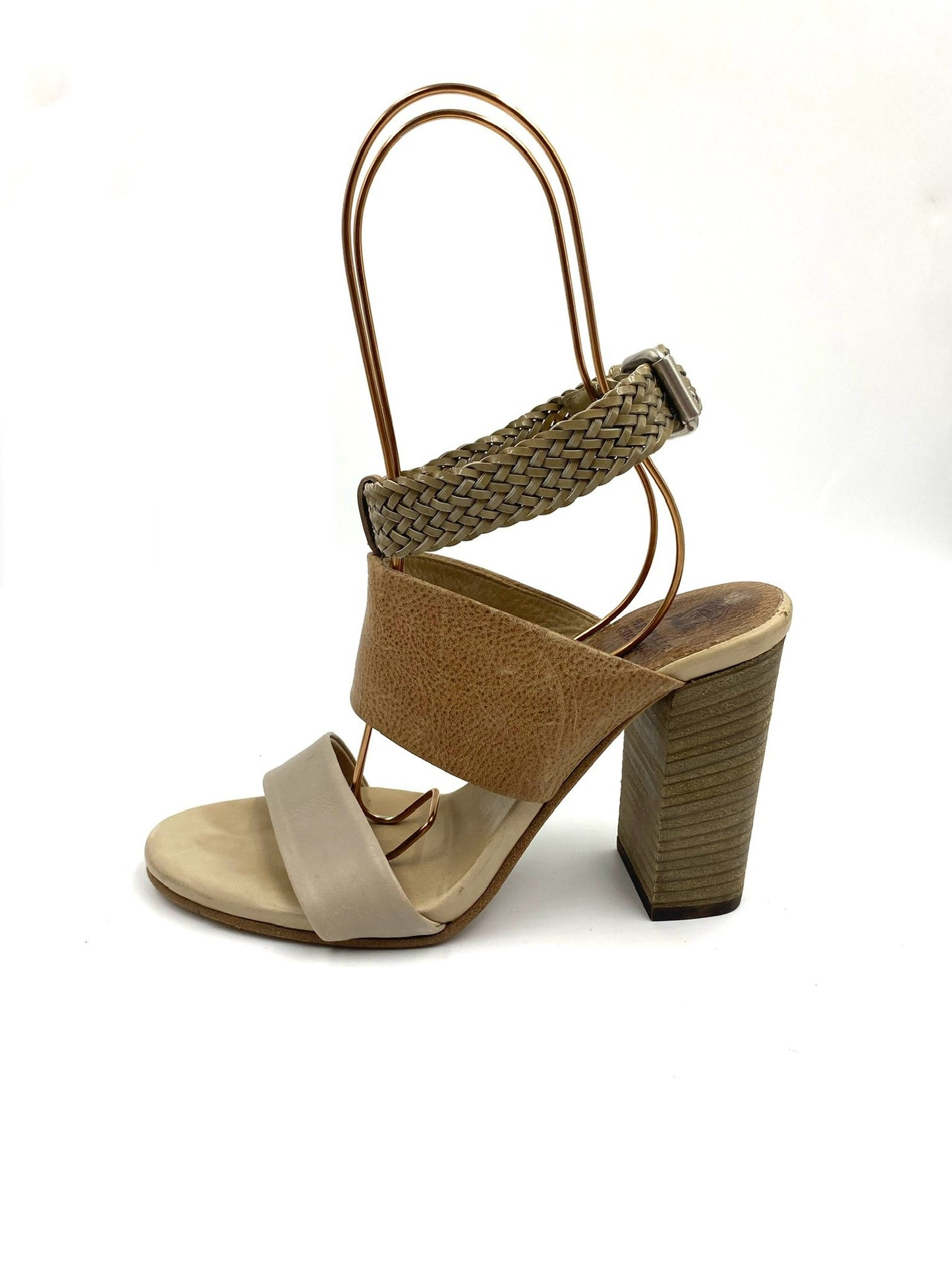 Brunello Cucunelli Brown Leather Block Heel Sandals Size 35.5