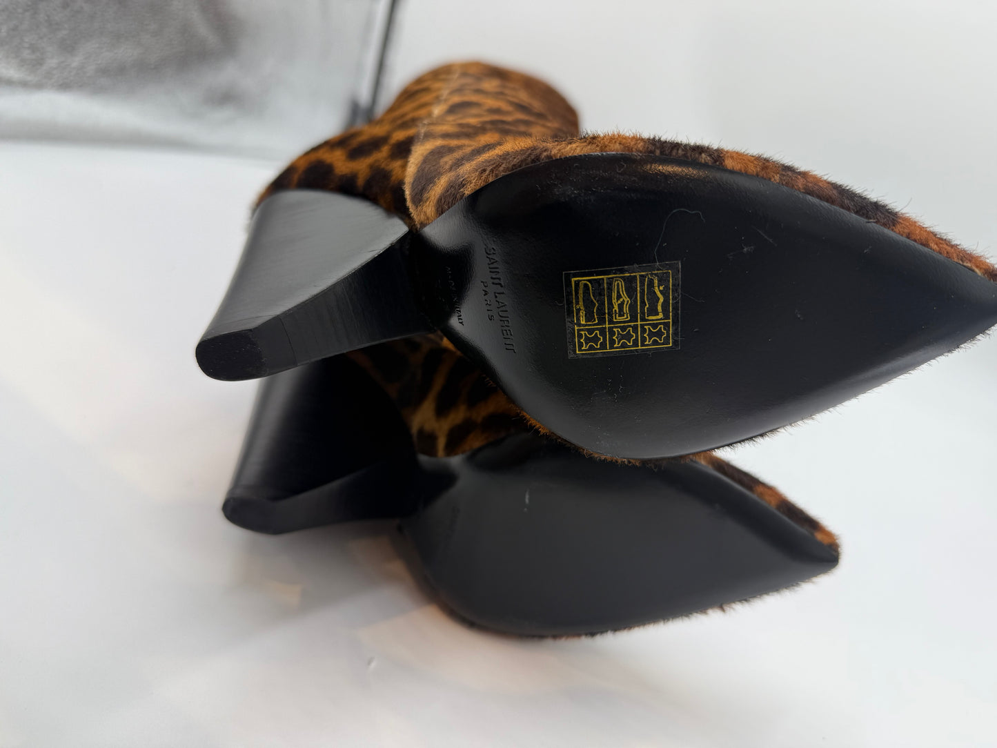 Brand New Saint Laurent Mohair Tall Leopard Boots Size 36