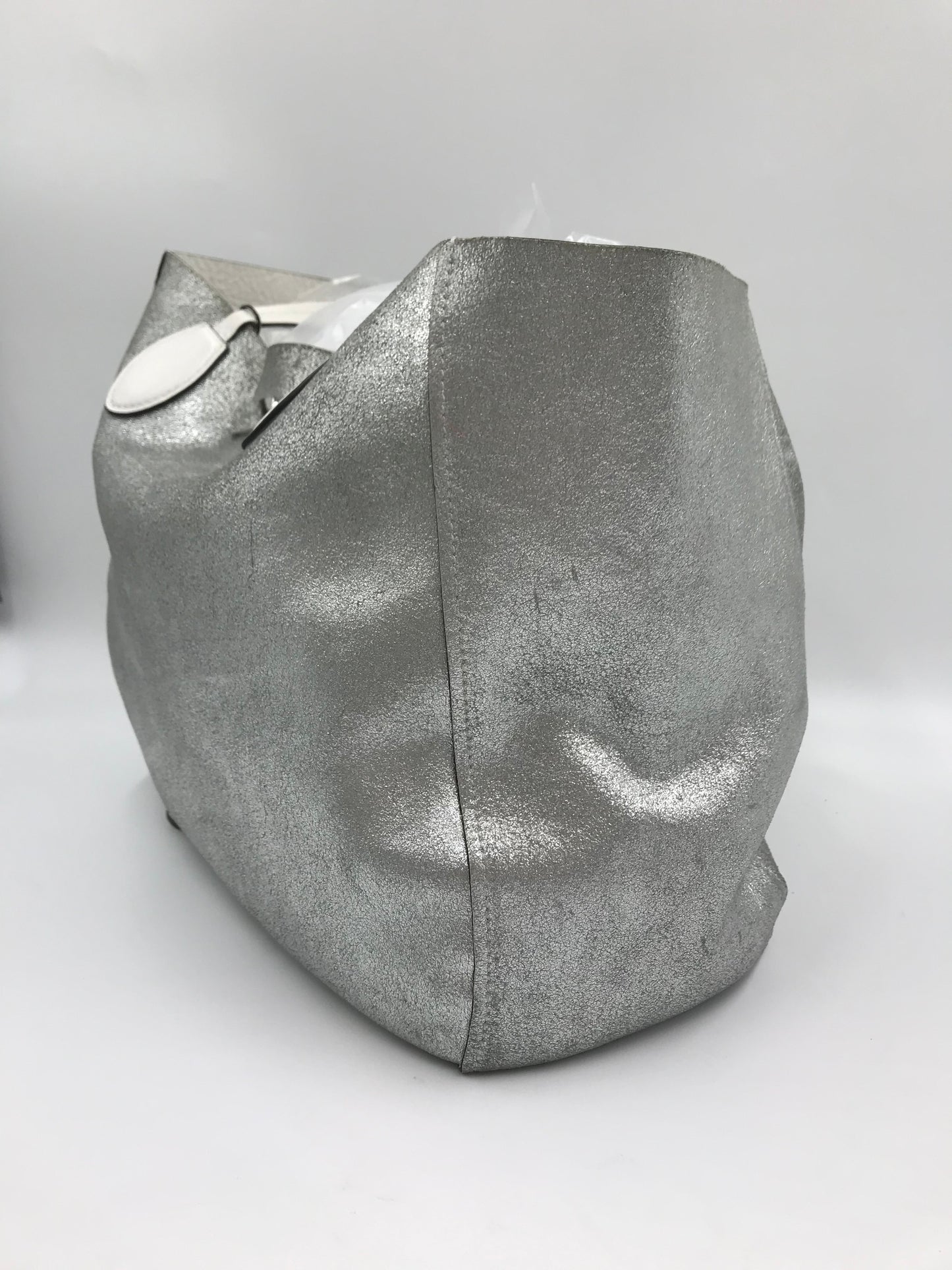 Michael Kors Leather Reversible Silver & White Large Tote