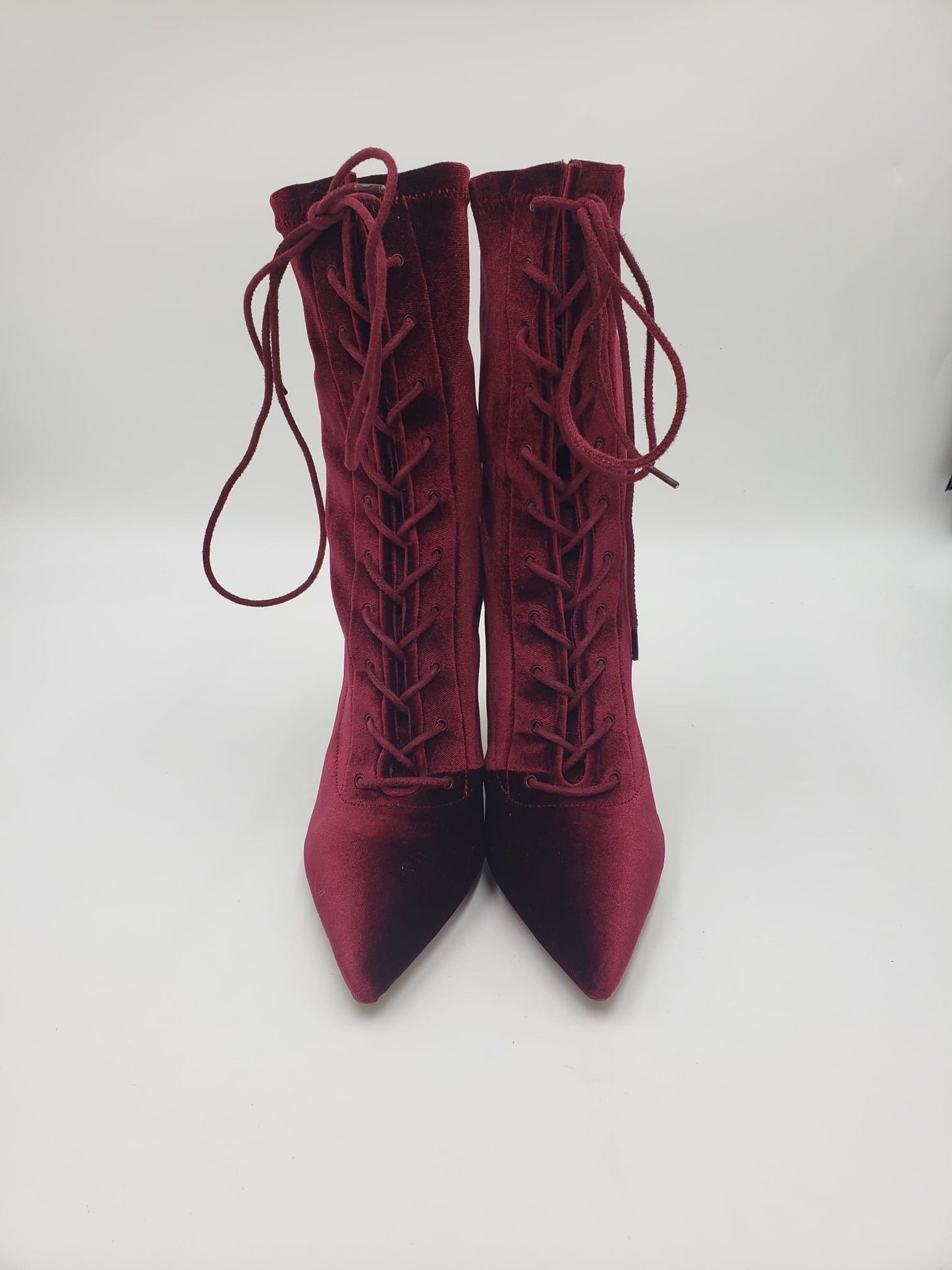 Brand New Yeezy Season 5 Red Velvet Pointed Toe Boots Size 39