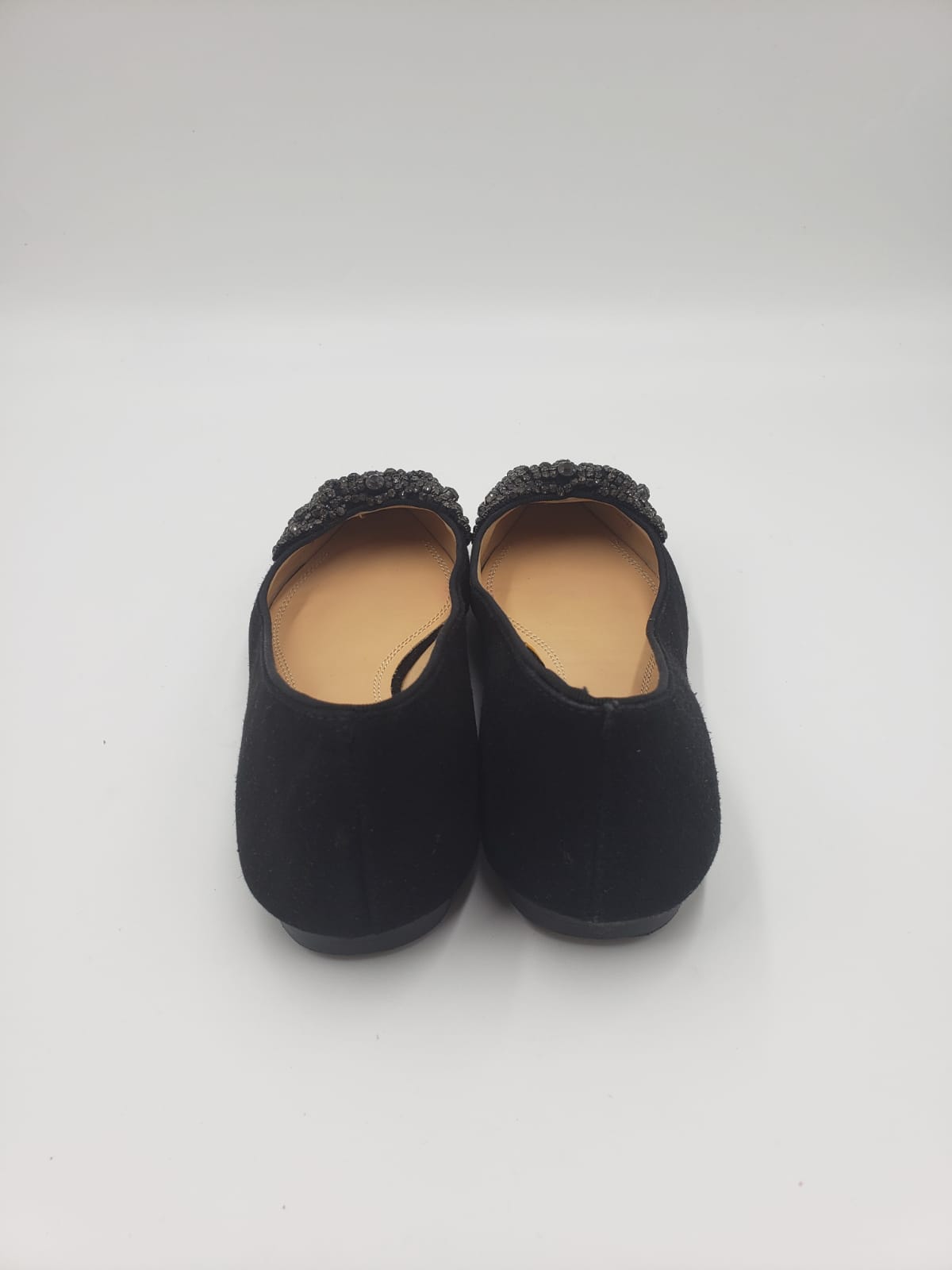 Tory Burch Vanessa Black Suede Beaded Bow Flats Size 6
