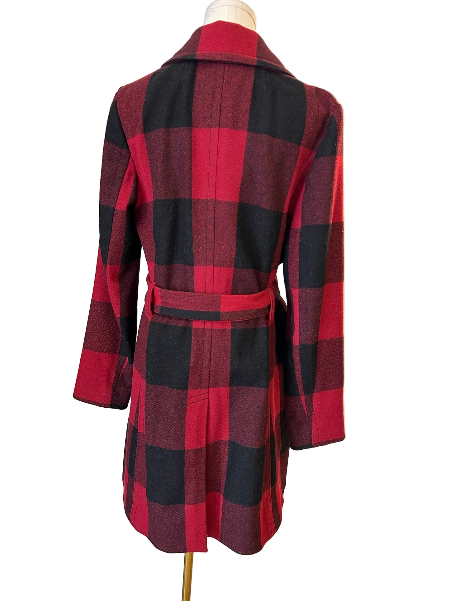 Banana Republic Red Plaid Wool Coat Size M