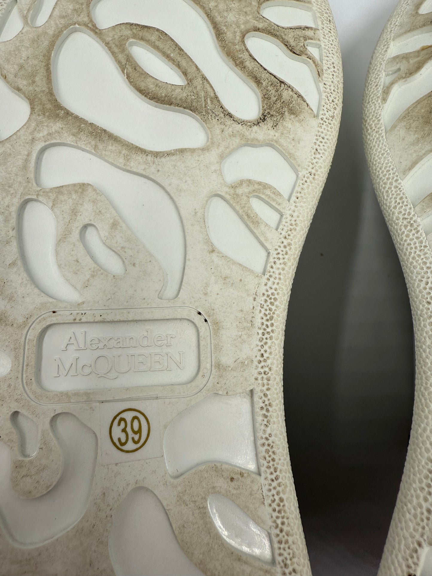 Alexander McQueen White & Blue Oversized Sneakers Size 39