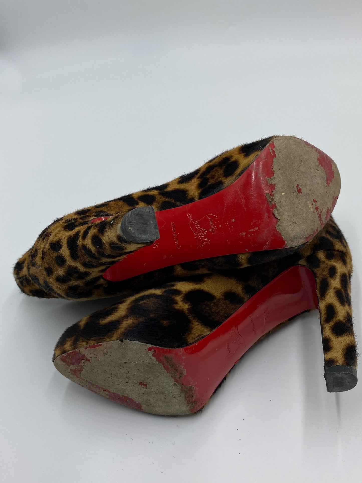 Christian Louboutin Leopard Mohair Ankle Boots Size 6.5