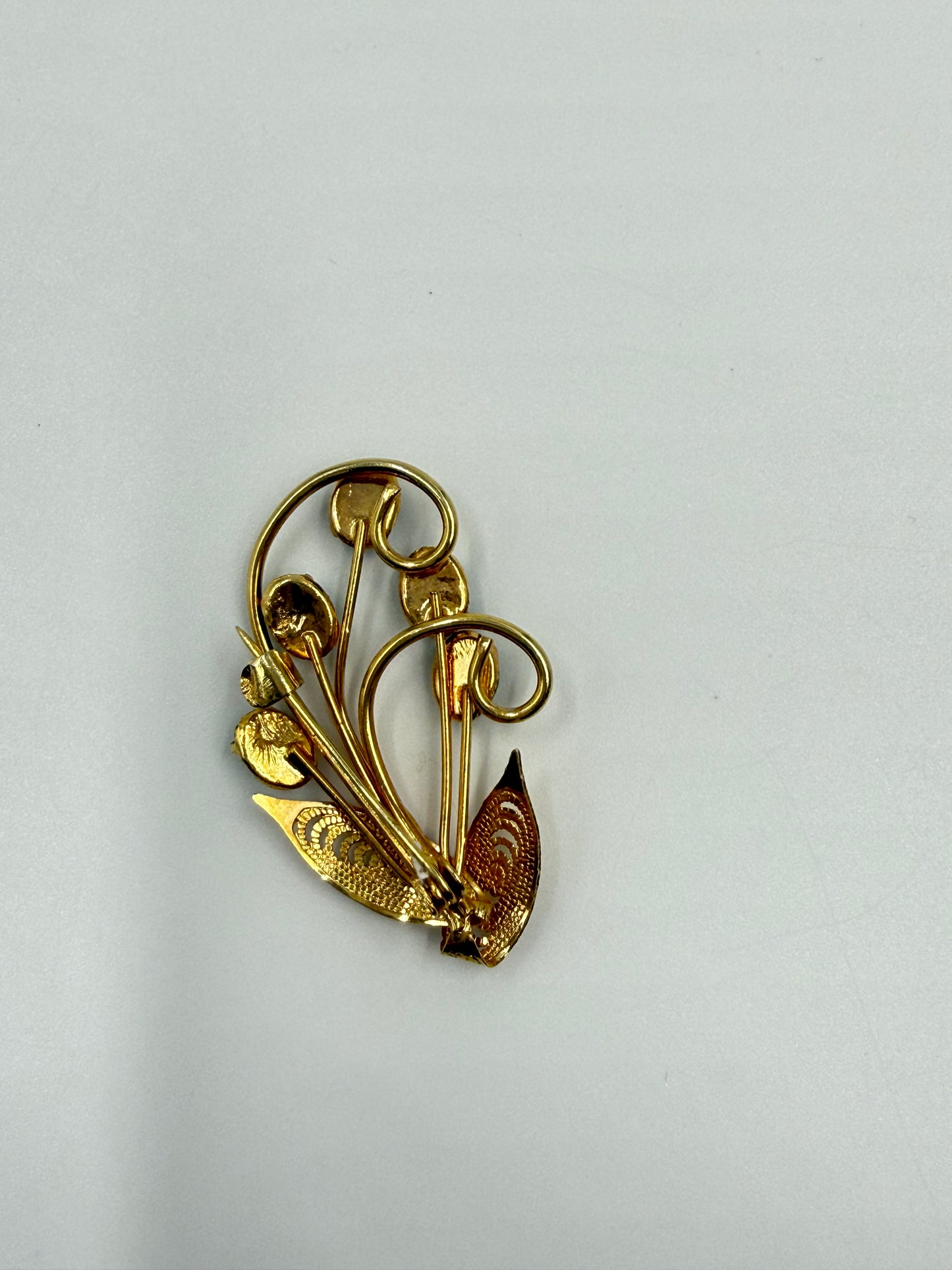 Vintage Jade Filigree Brooch