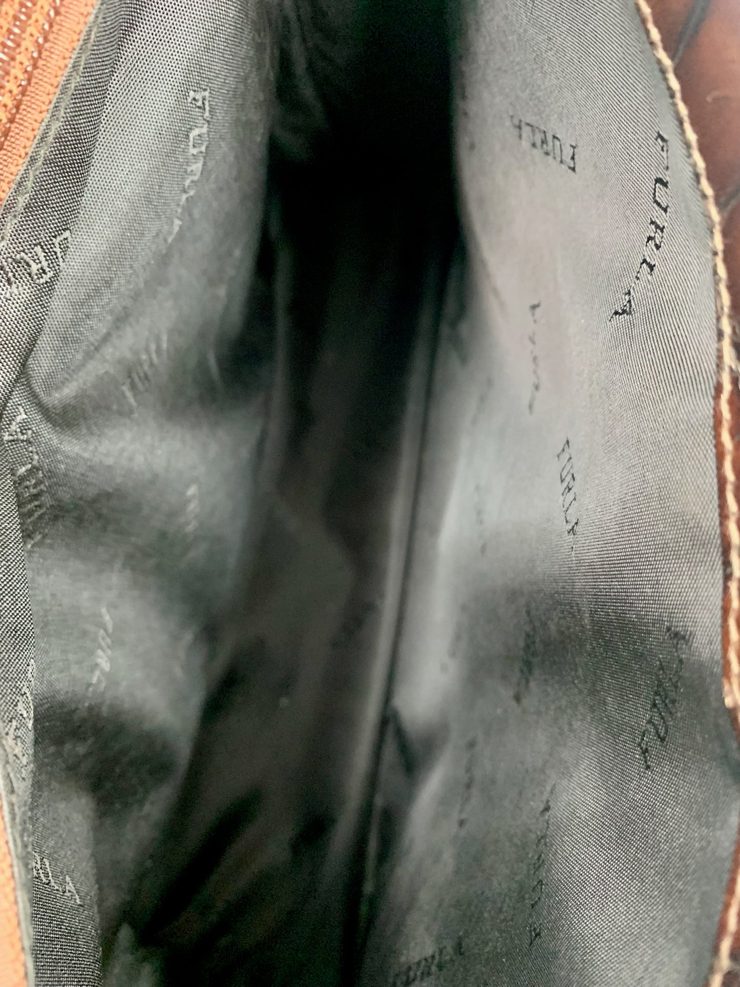 Furla Brown Leather Croc Embossed Shoulder Bag