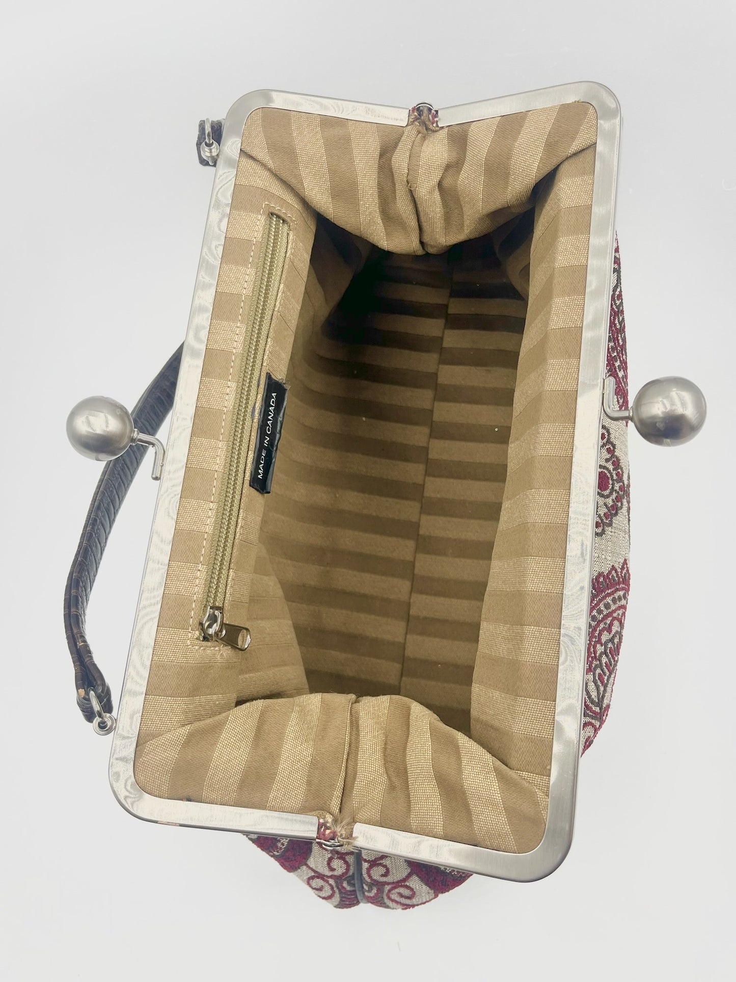 Karen Wilson Maroon Damask Kisslock Bag