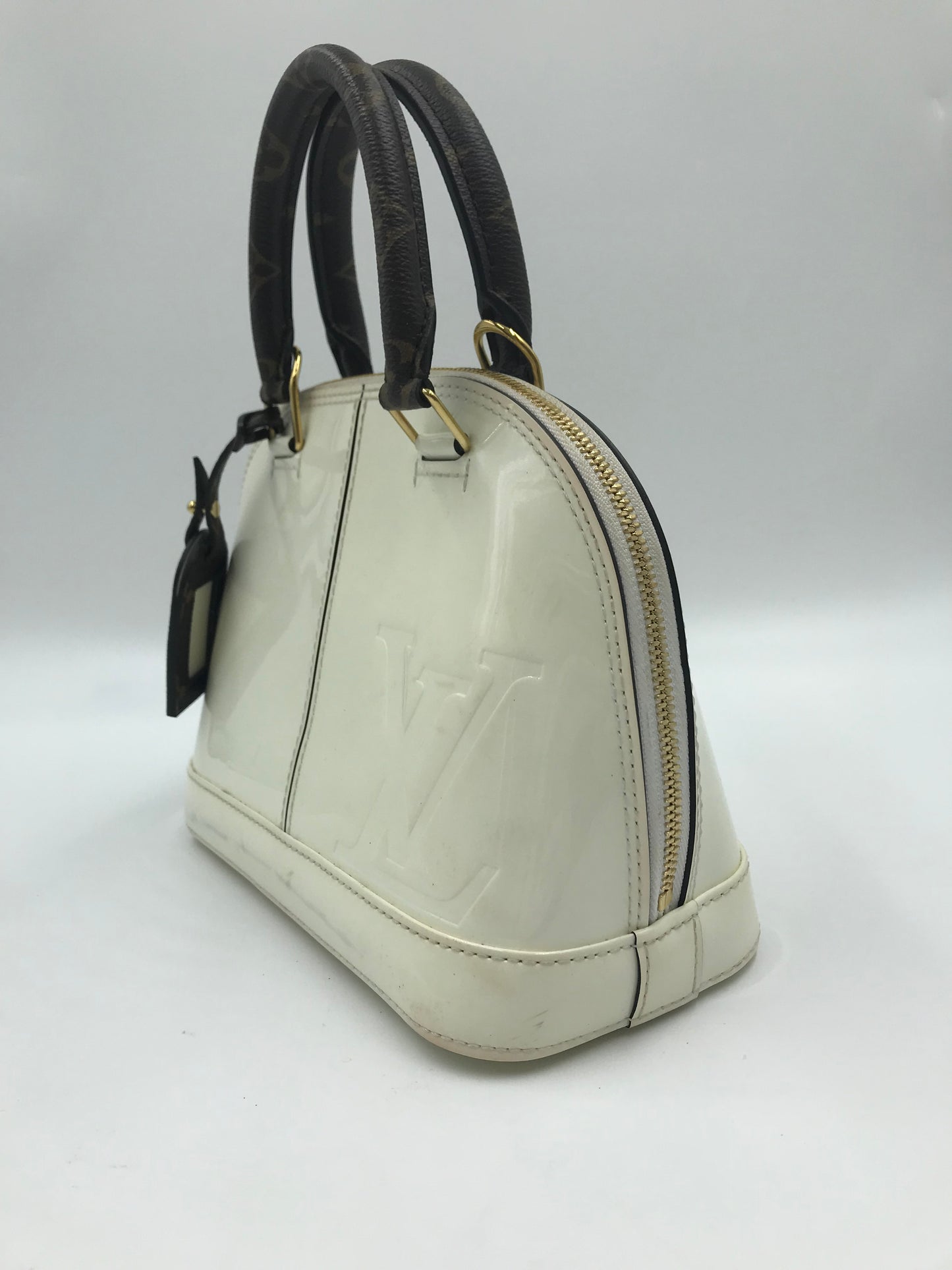 Louis Vuitton “Limited Edition” Vernis Alma BB Cream & Monogram Bag