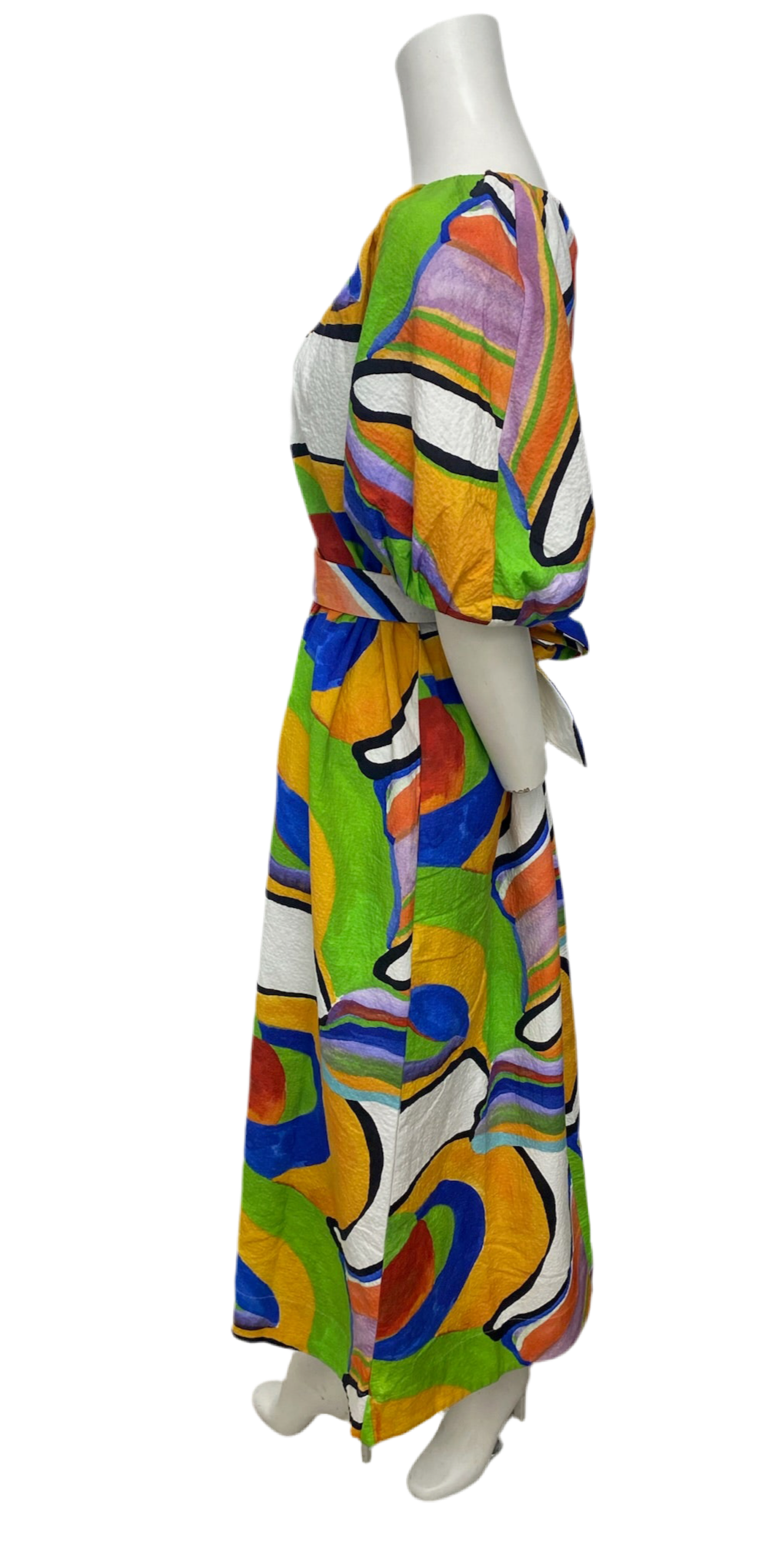 NWOT Mara Hoffman Bubble Sleeve Multicolor Print Dress Size L