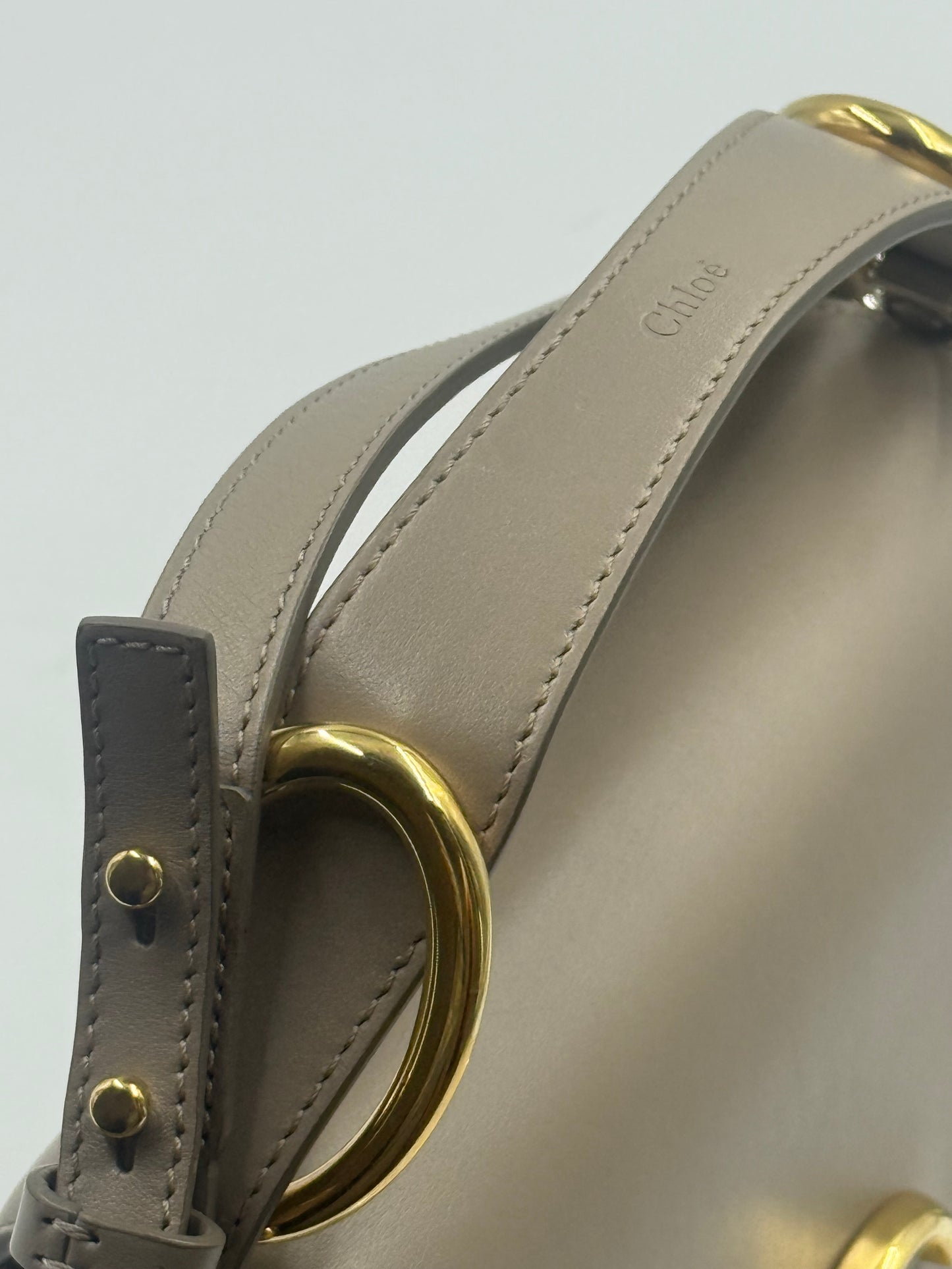 Chloe Calfskin Small C Taupe Crossbody Bag