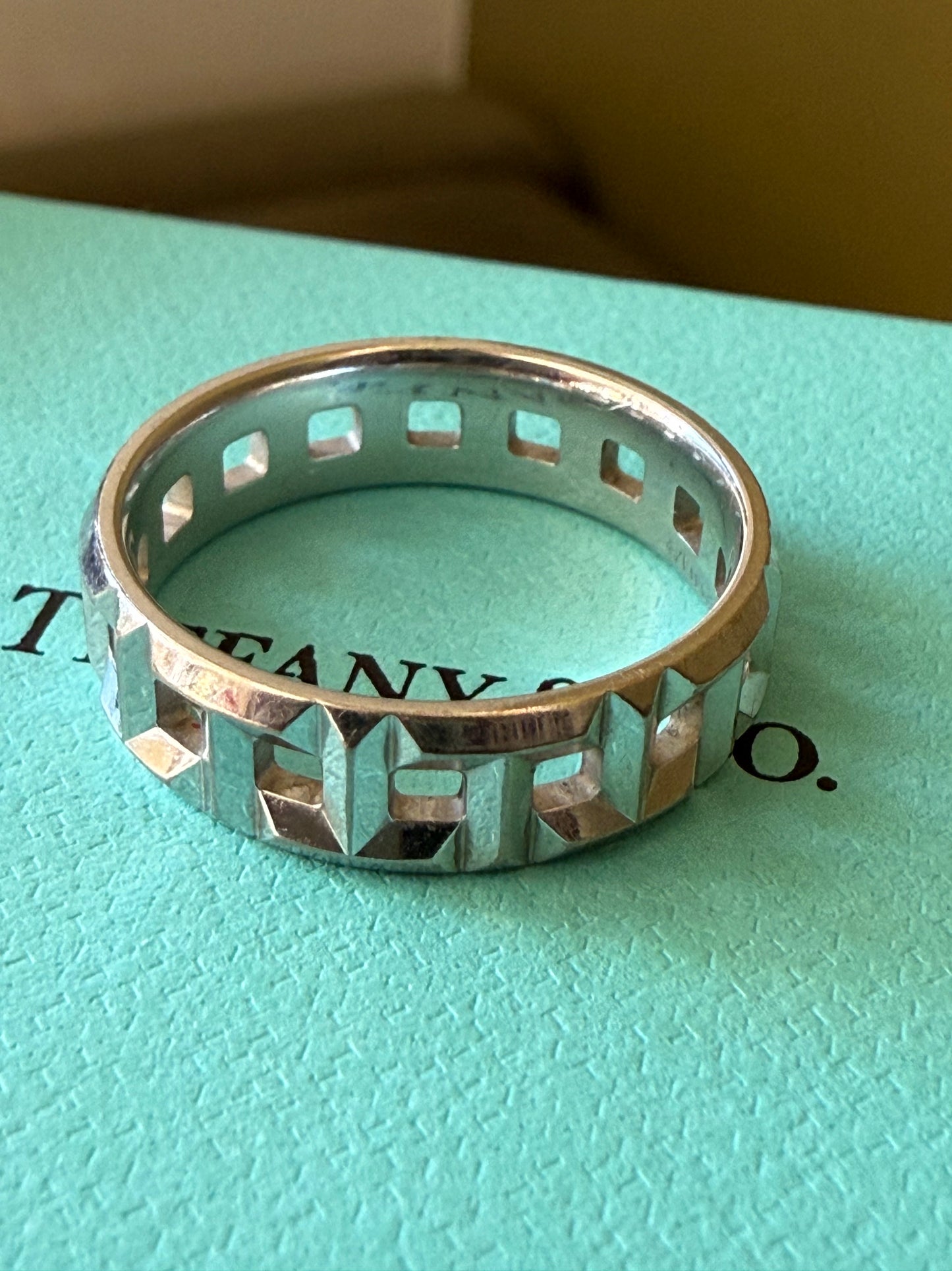 Tiffany & Co True Wide 18K White Gold Ring Size 7