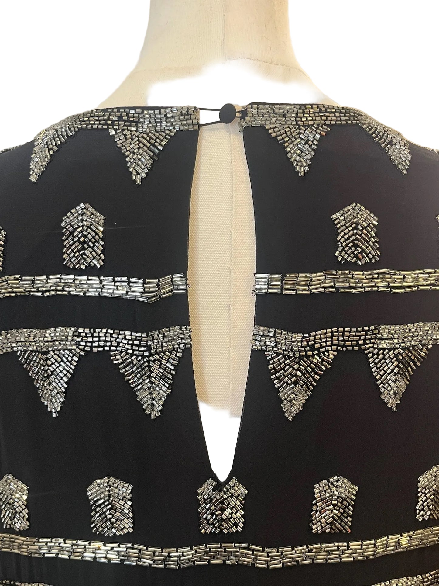 Alice & Olivia Black Beaded Shift Dress Size 8