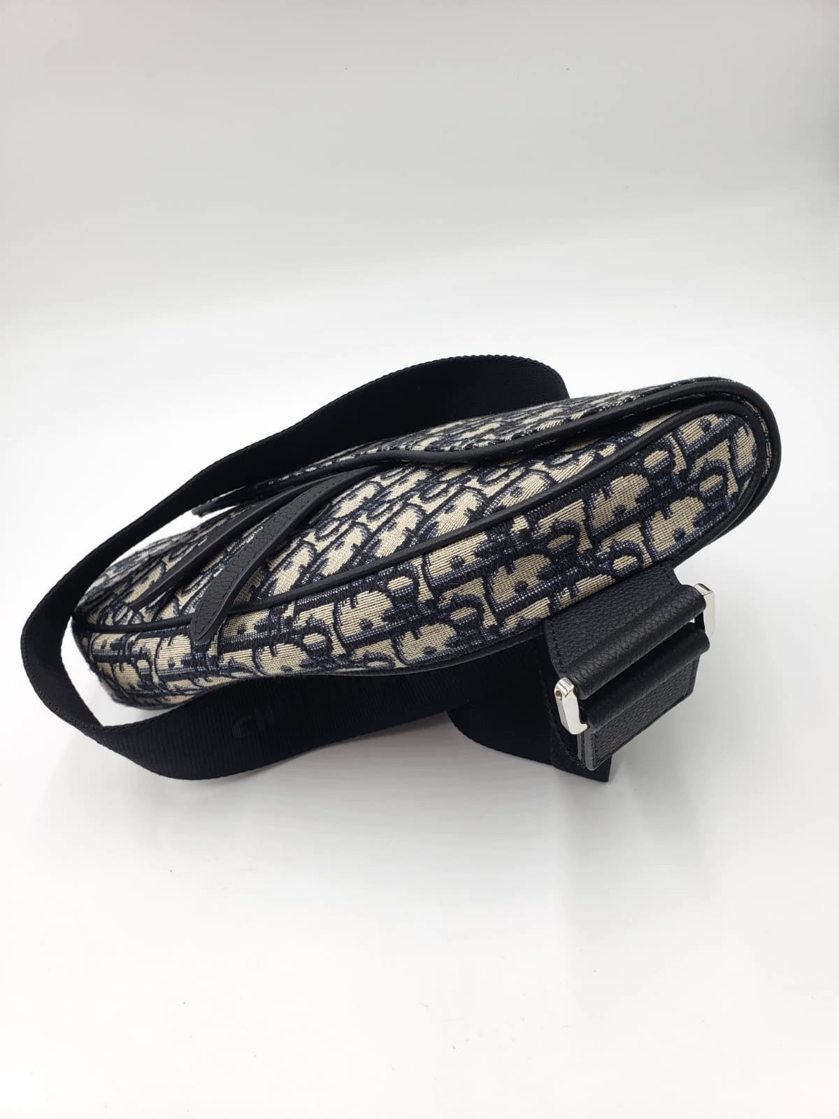Christian Dior Blue Jacquard Oblique Saddle Crossbody Bag