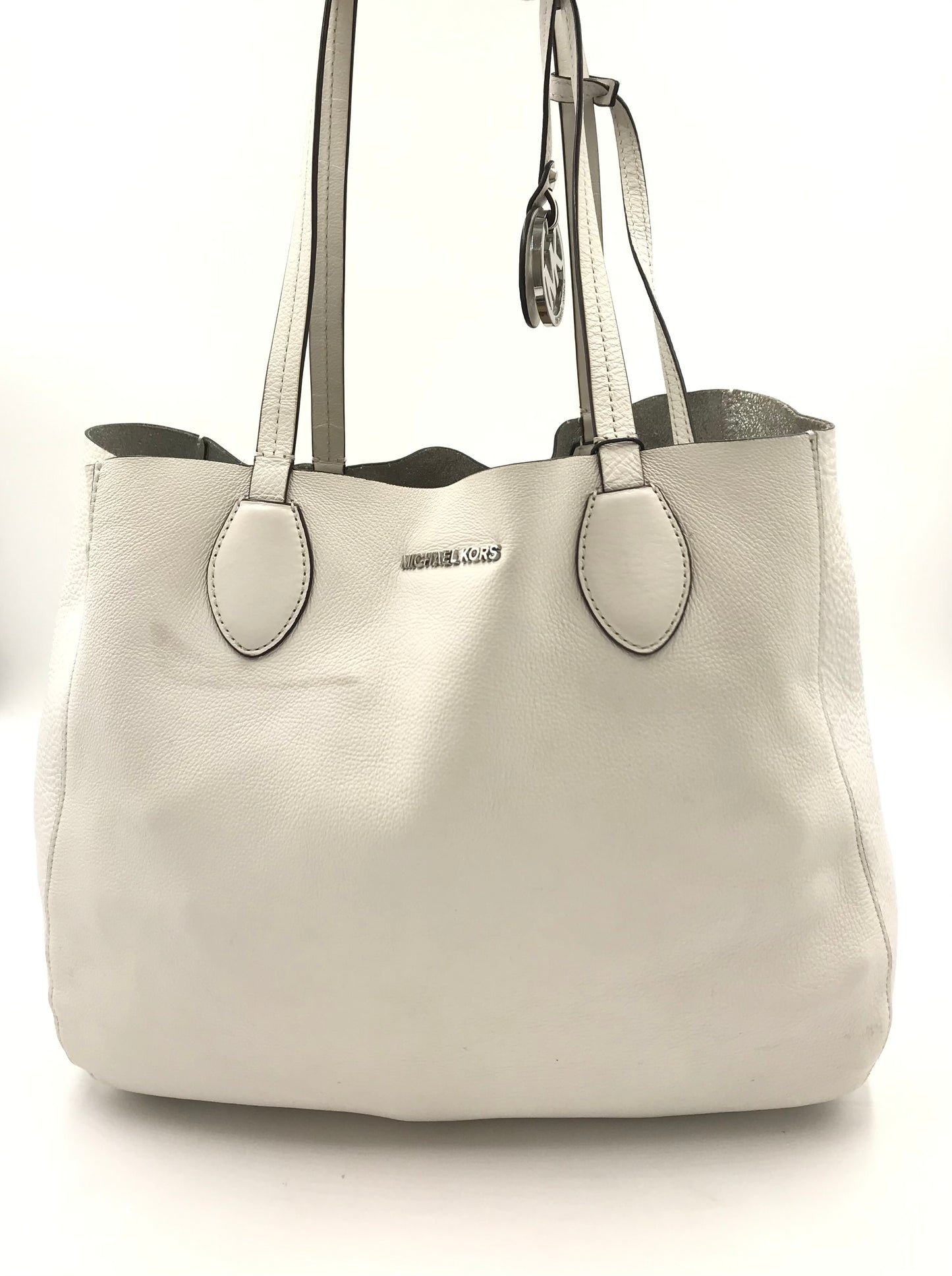 Michael Kors Leather Reversible Silver & White Large Tote