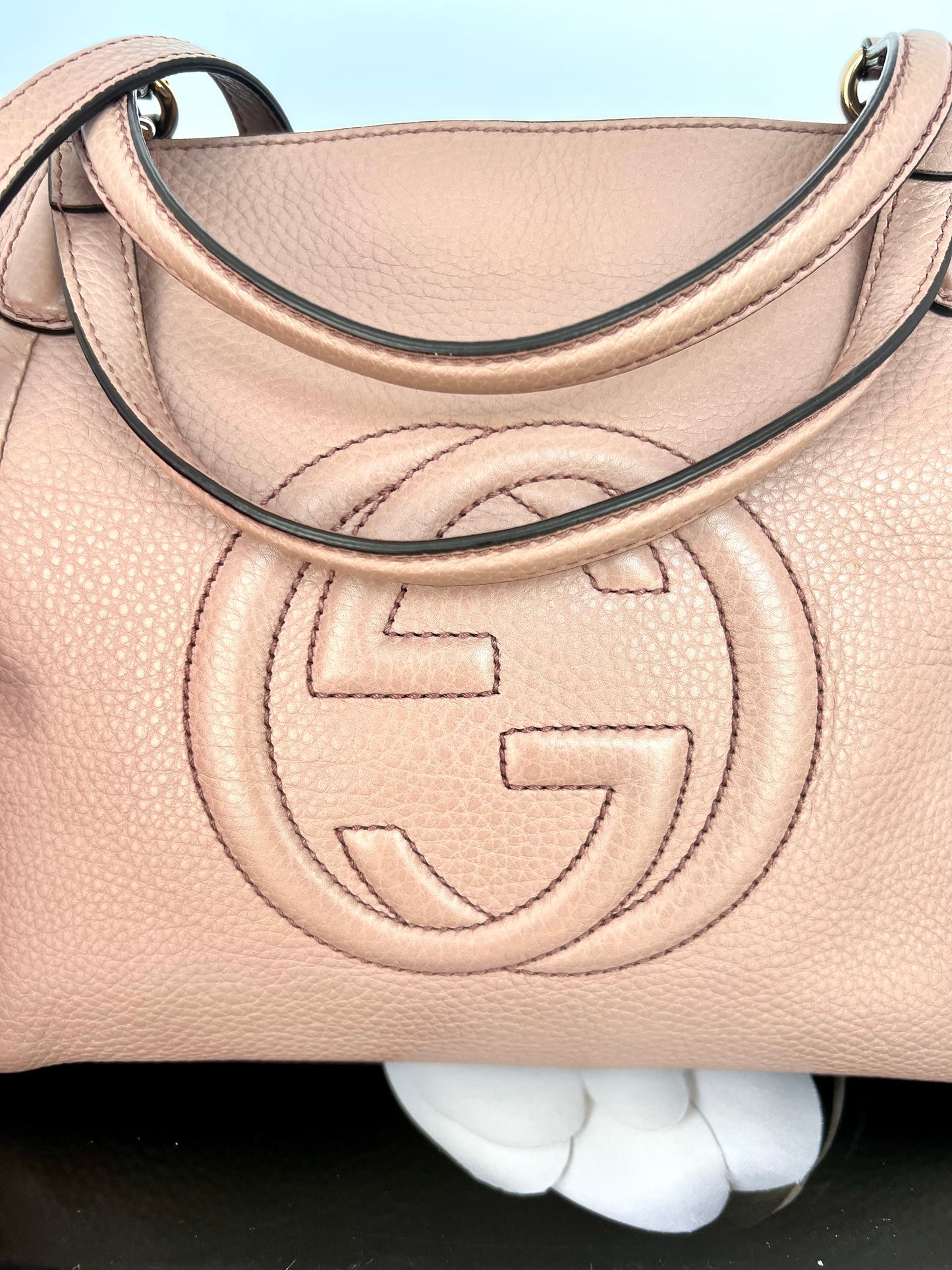 Gucci Soho Light Pink Taupe Leather Tote Bag