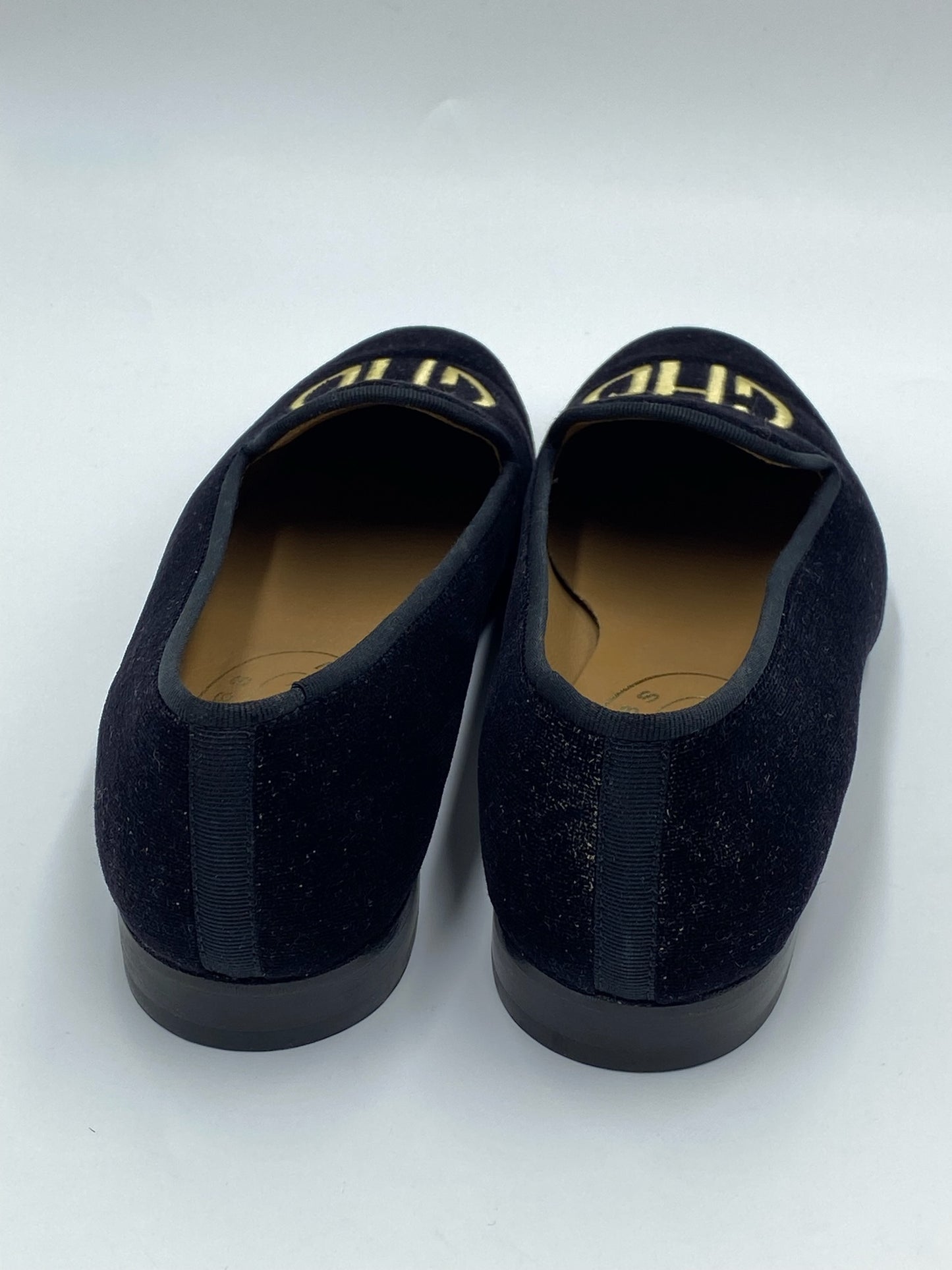 Stubbs & Wootton Black Velvet Loafers Size 9