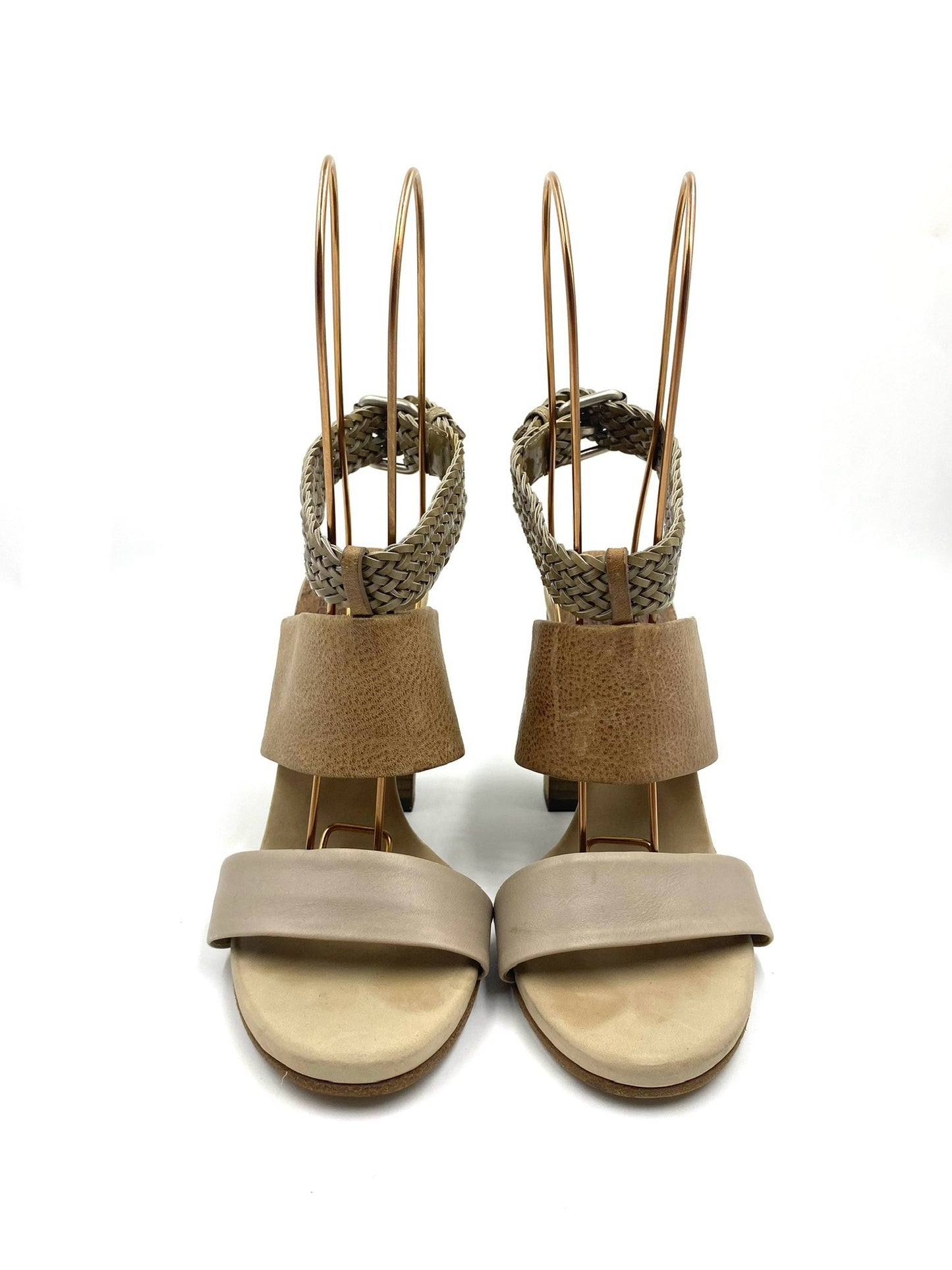 Brunello Cucunelli Brown Leather Block Heel Sandals Size 35.5