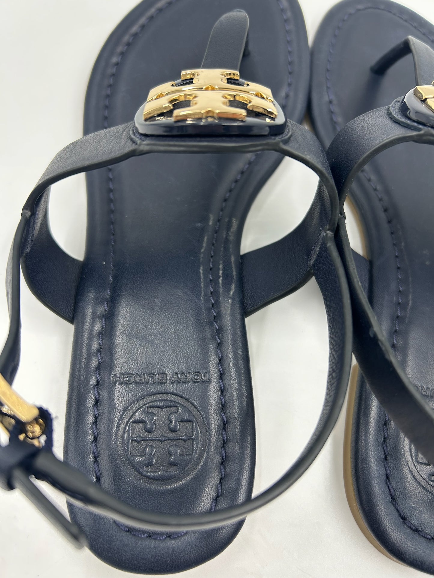 Tory Burch Claire Navy Leather Sandals Size 5