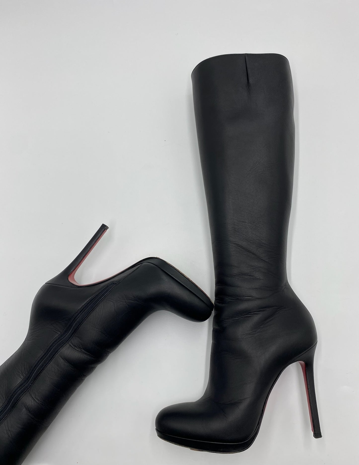 Christian Louboutin Black Tall Leather Boots Size 6.5