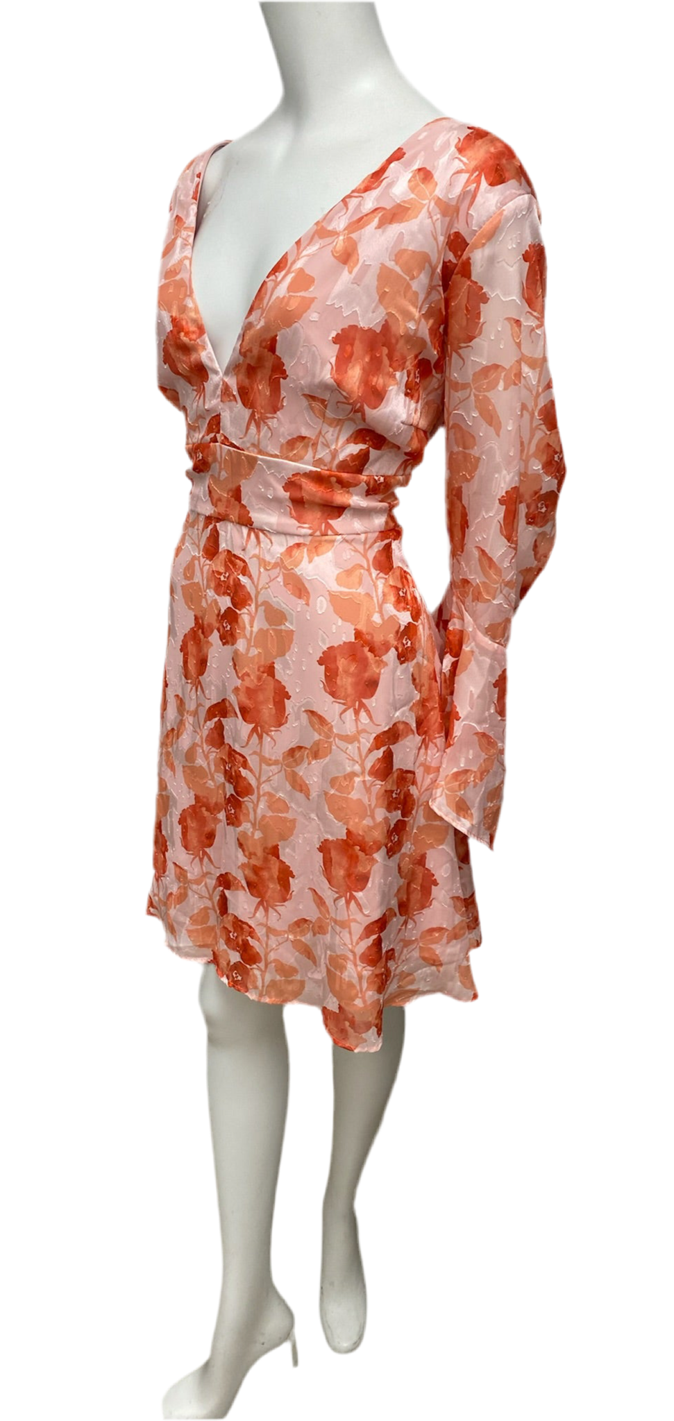 Hutch Orange Floral Bell Sleeve Dress Size 16W