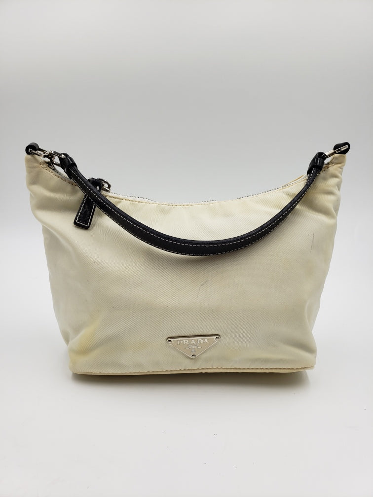 Prada Tessuto Sirio Bianco Nero Pochette Handbag