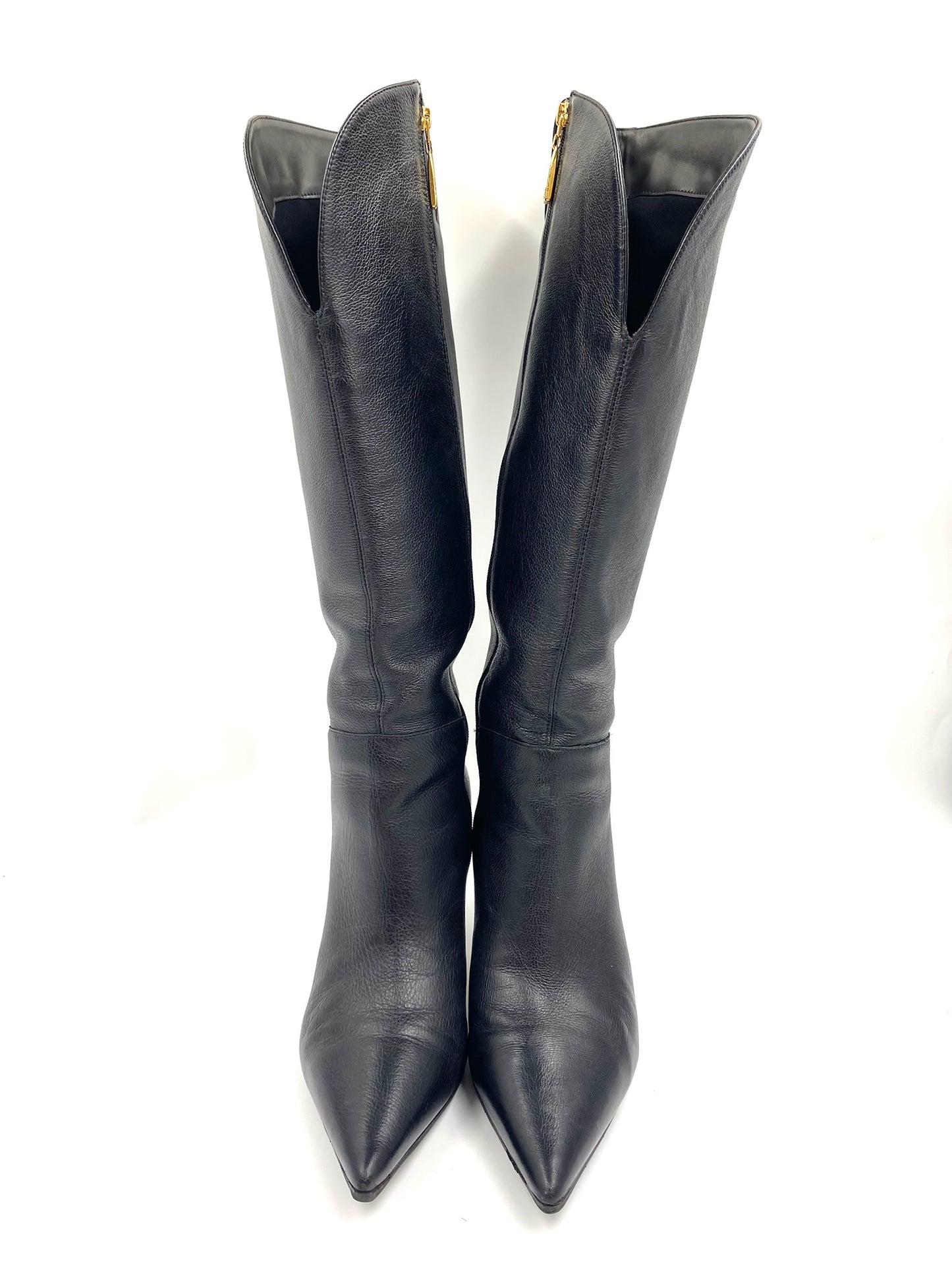 Luz Da Lua Black Leather Tall Boots Size 9