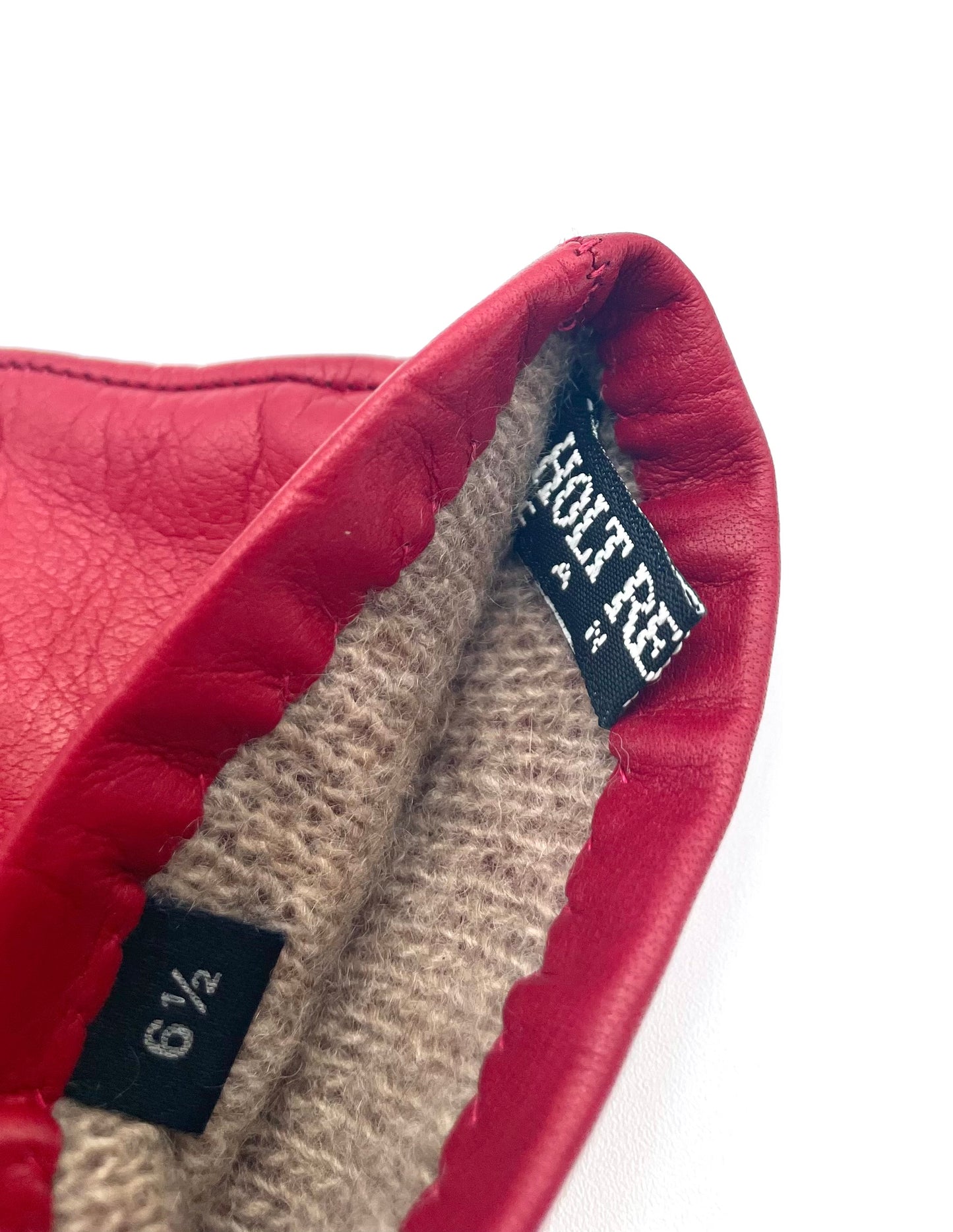 Holt Renfrew Red Leather Gloves Size 6.5